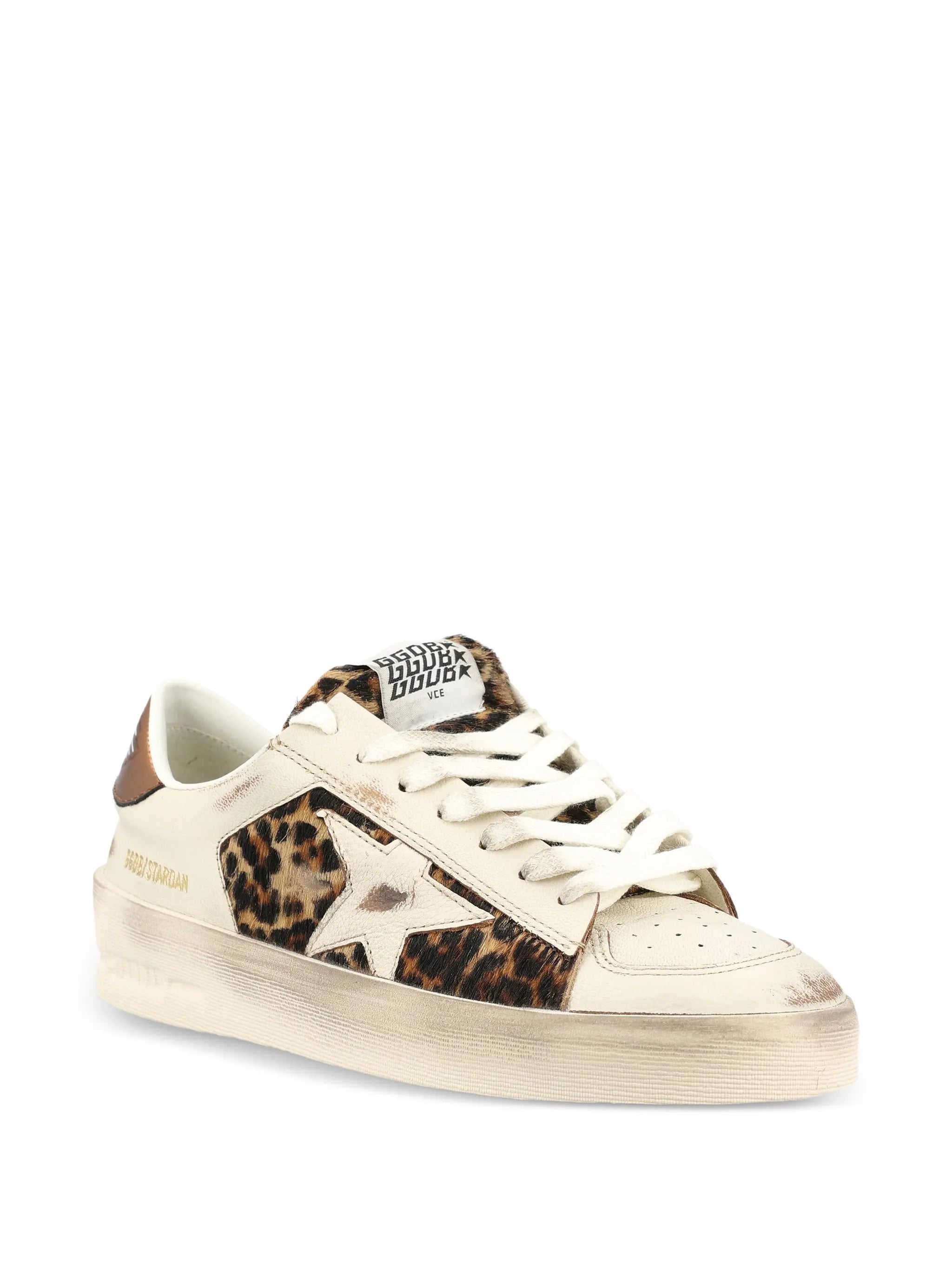 Stardan leather and leopard pony skin star sneakers