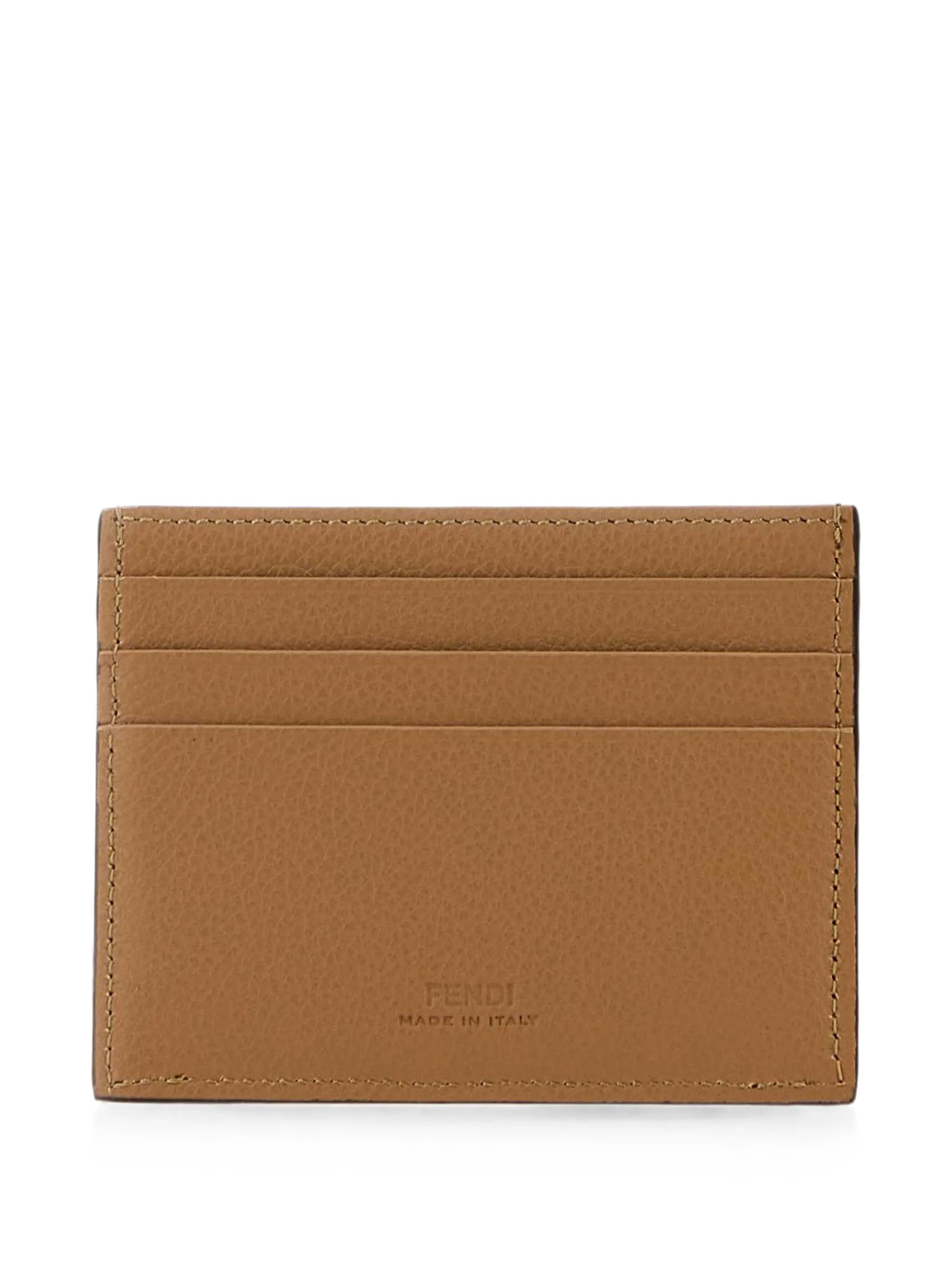 Lui logo-plaque pebbled-leather card holder