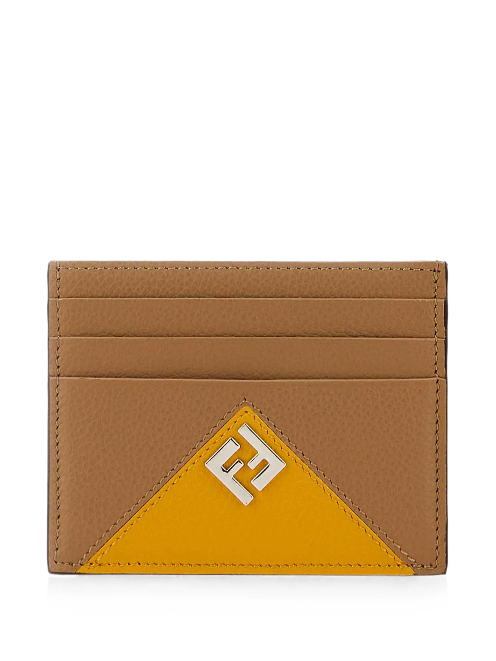 Lui logo-plaque pebbled-leather card holder