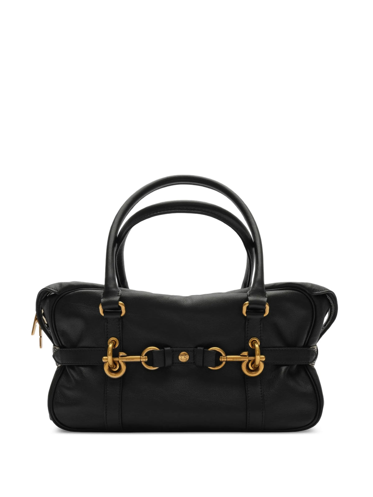 buckled leather shoulder bag