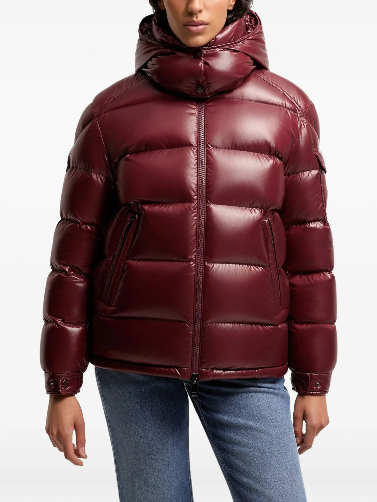 Maire hooded short down jacket