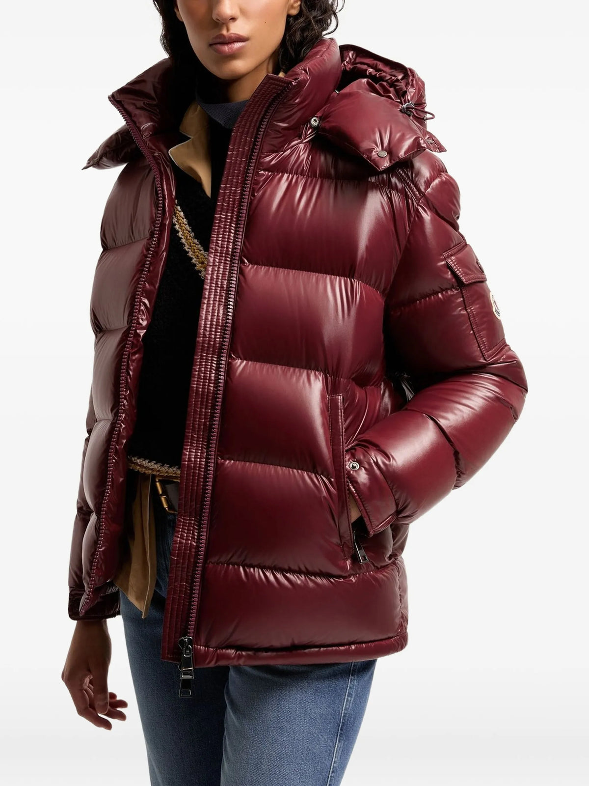 Maire hooded short down jacket