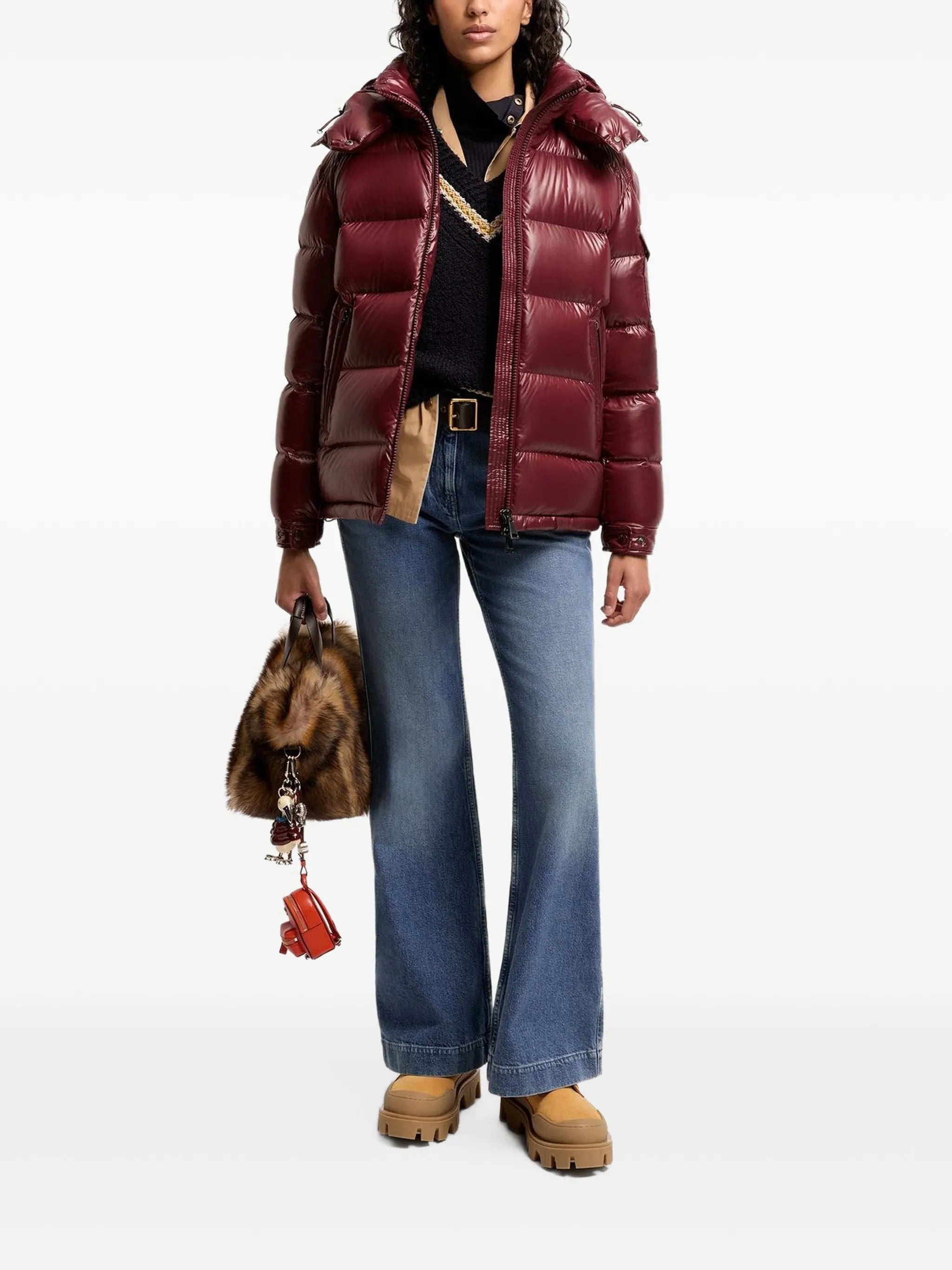 Maire hooded short down jacket