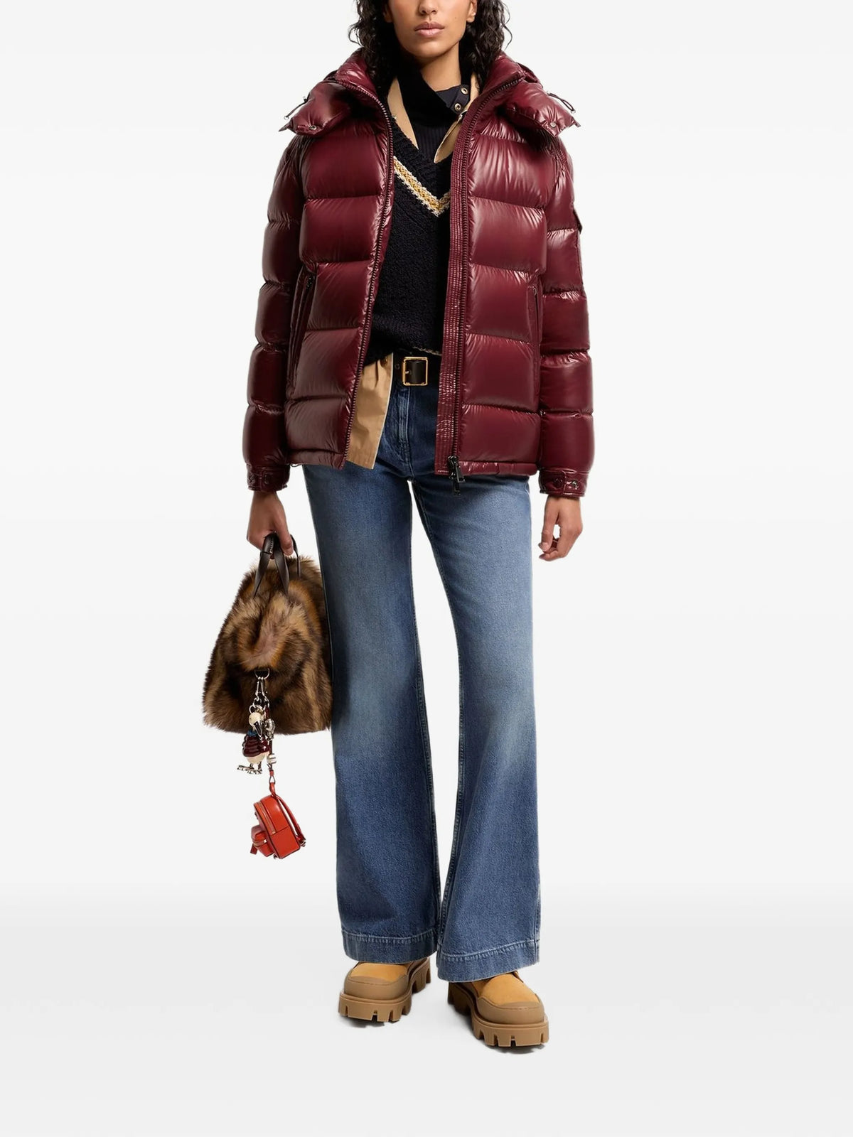 Maire hooded short down jacket