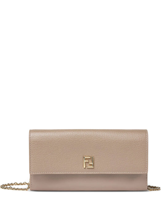 dove gray leather chain wallet