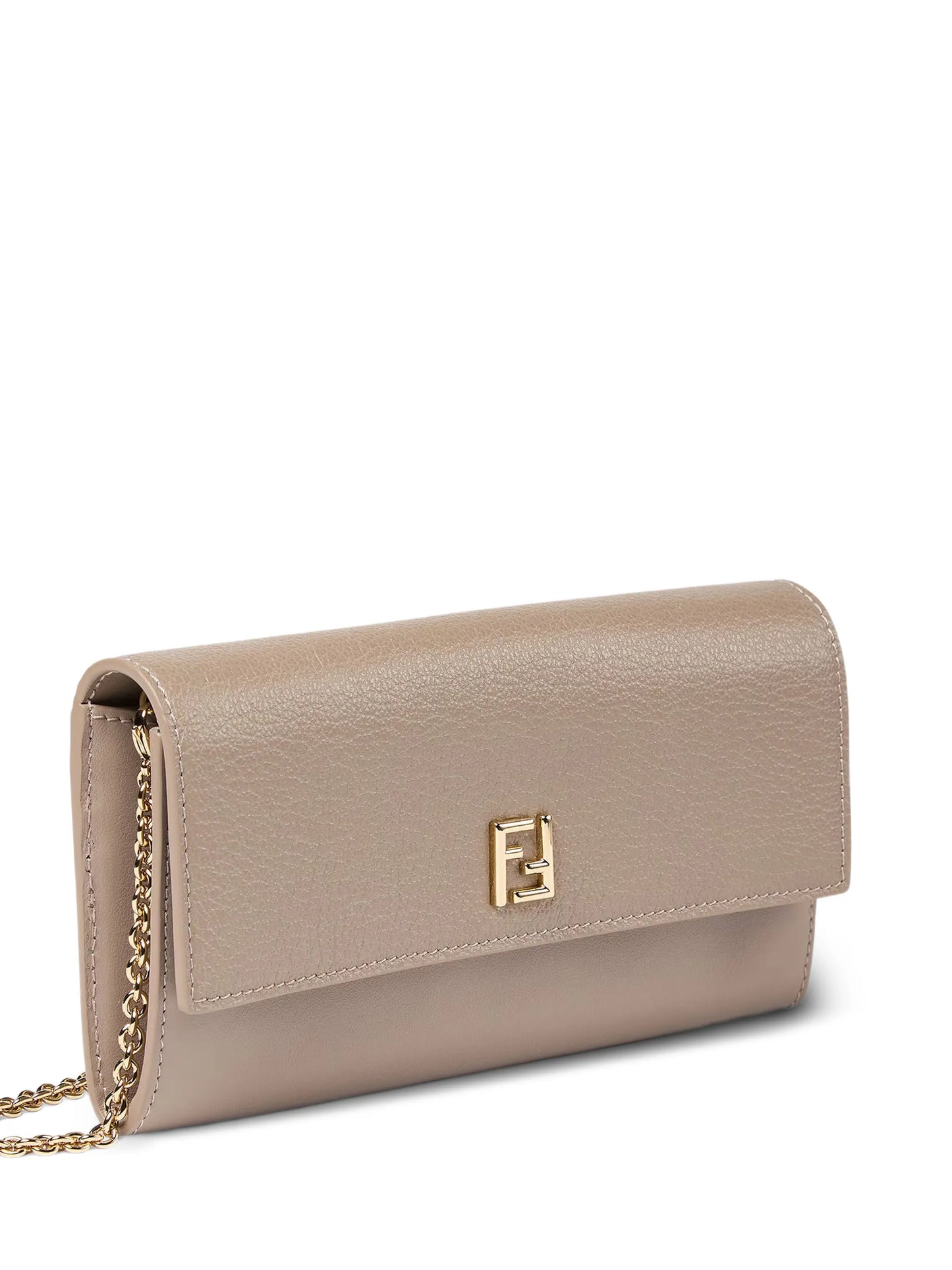 dove gray leather chain wallet