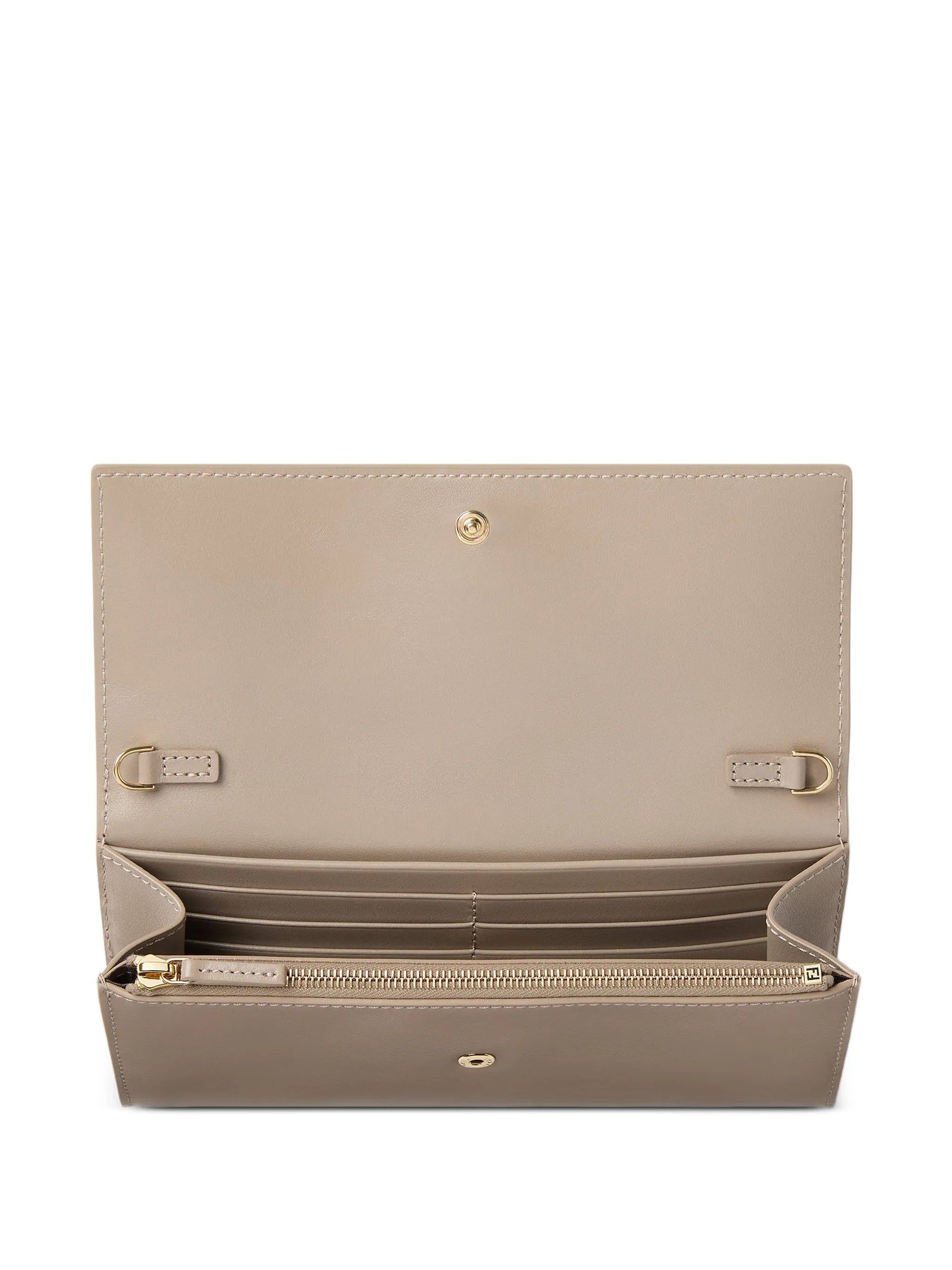 dove gray leather chain wallet