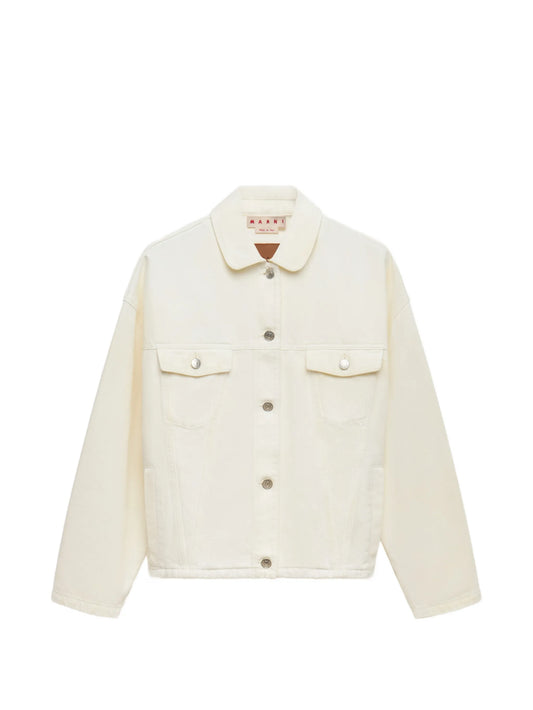 white denim jacket with martingale
