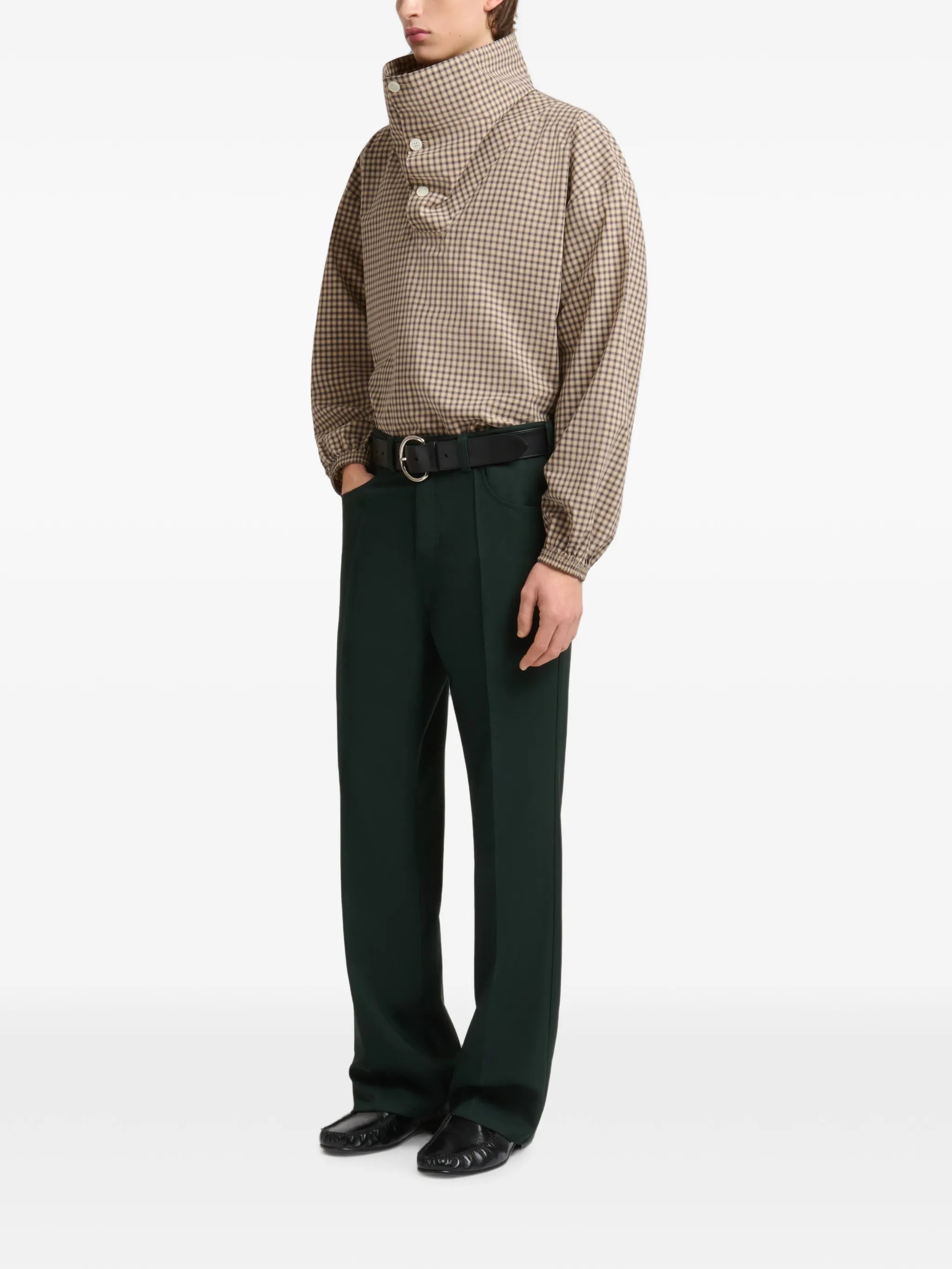 pressed-crease straight-leg trousers