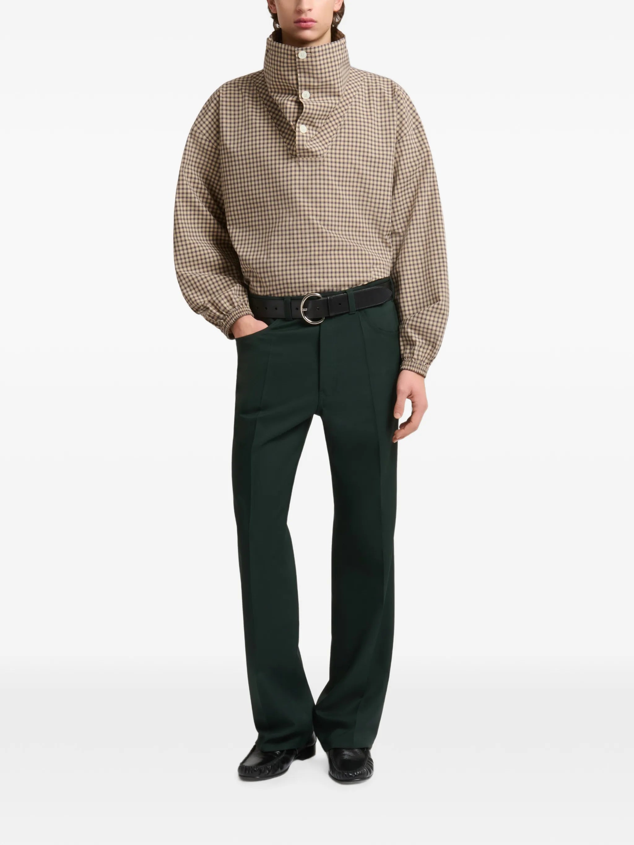 pressed-crease straight-leg trousers