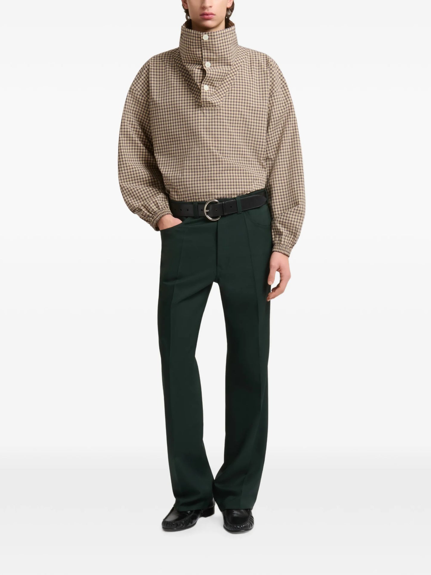 pressed-crease straight-leg trousers