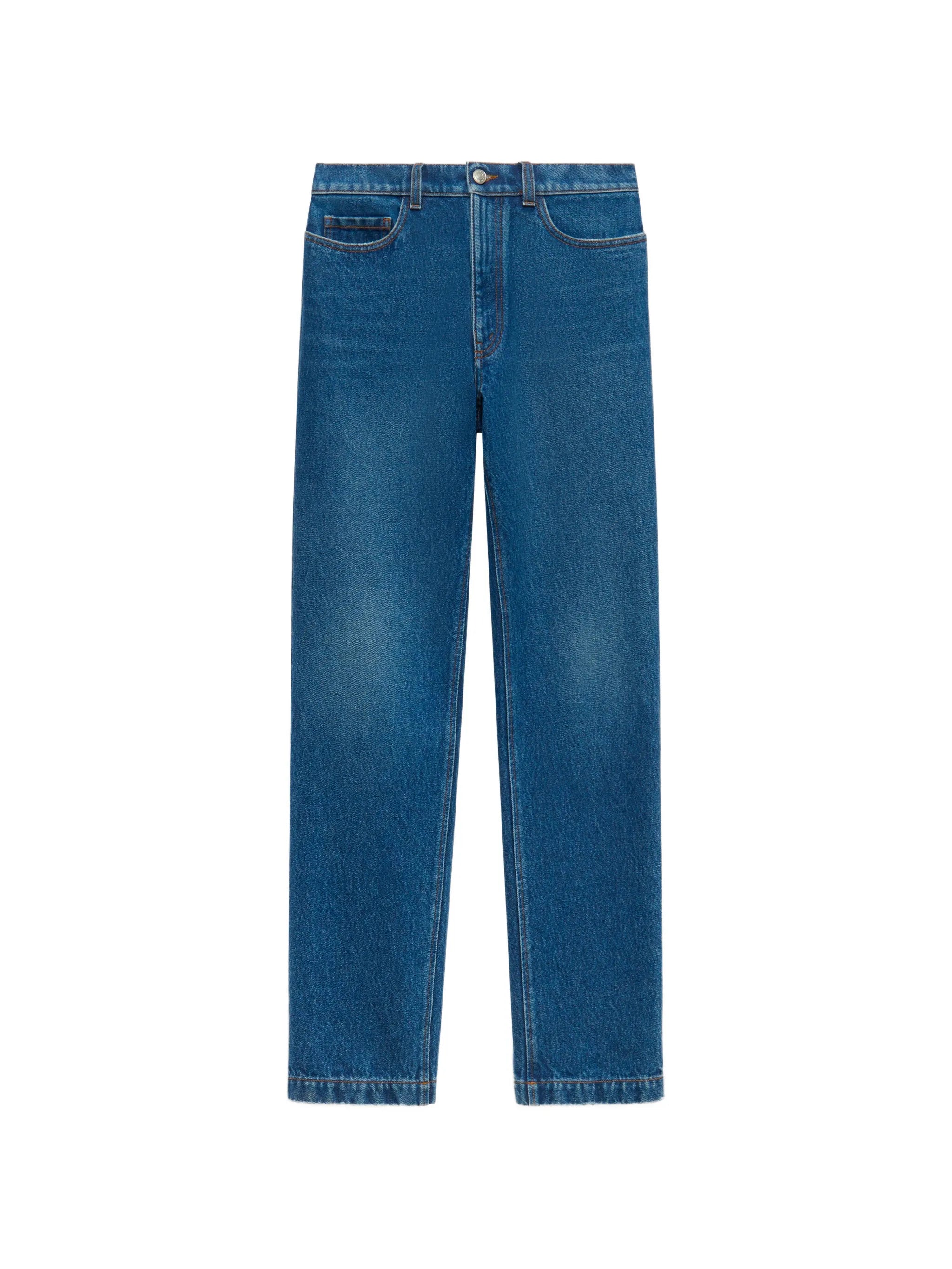 denim straight-leg jeans