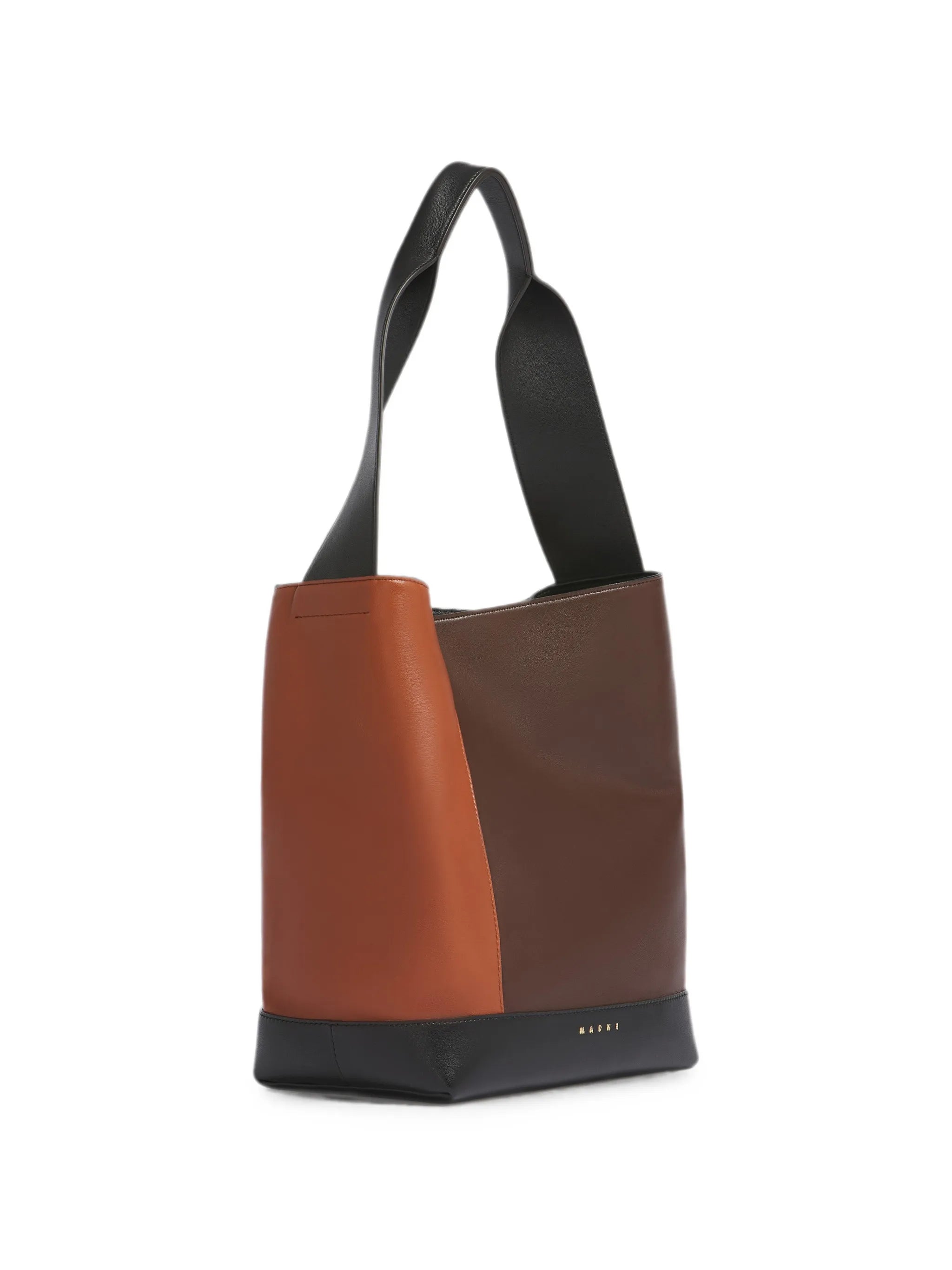 light brown, dark brown and black leather Pod 2.0 bag