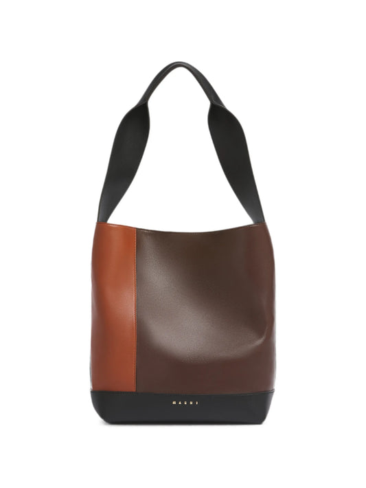 light brown, dark brown and black leather Pod 2.0 bag