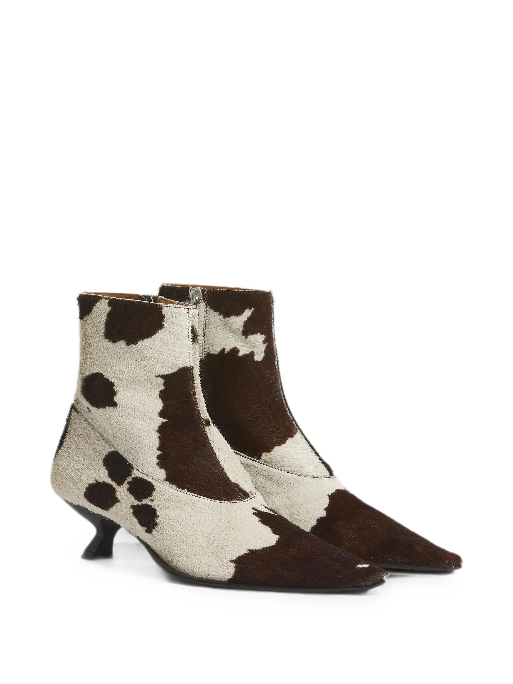 white and brown cow-print ponyhair Cindi boots