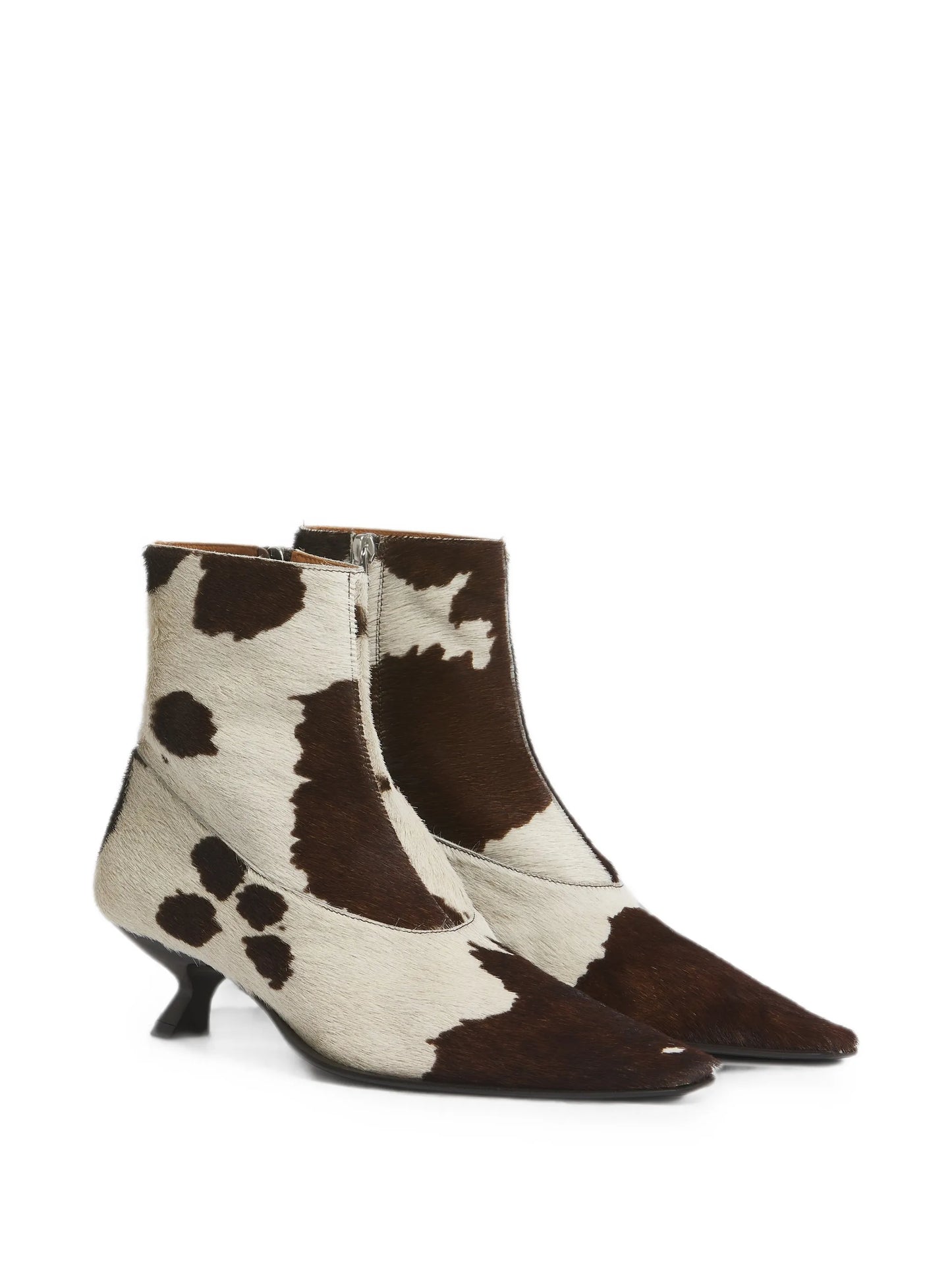 white and brown cow-print ponyhair Cindi boots