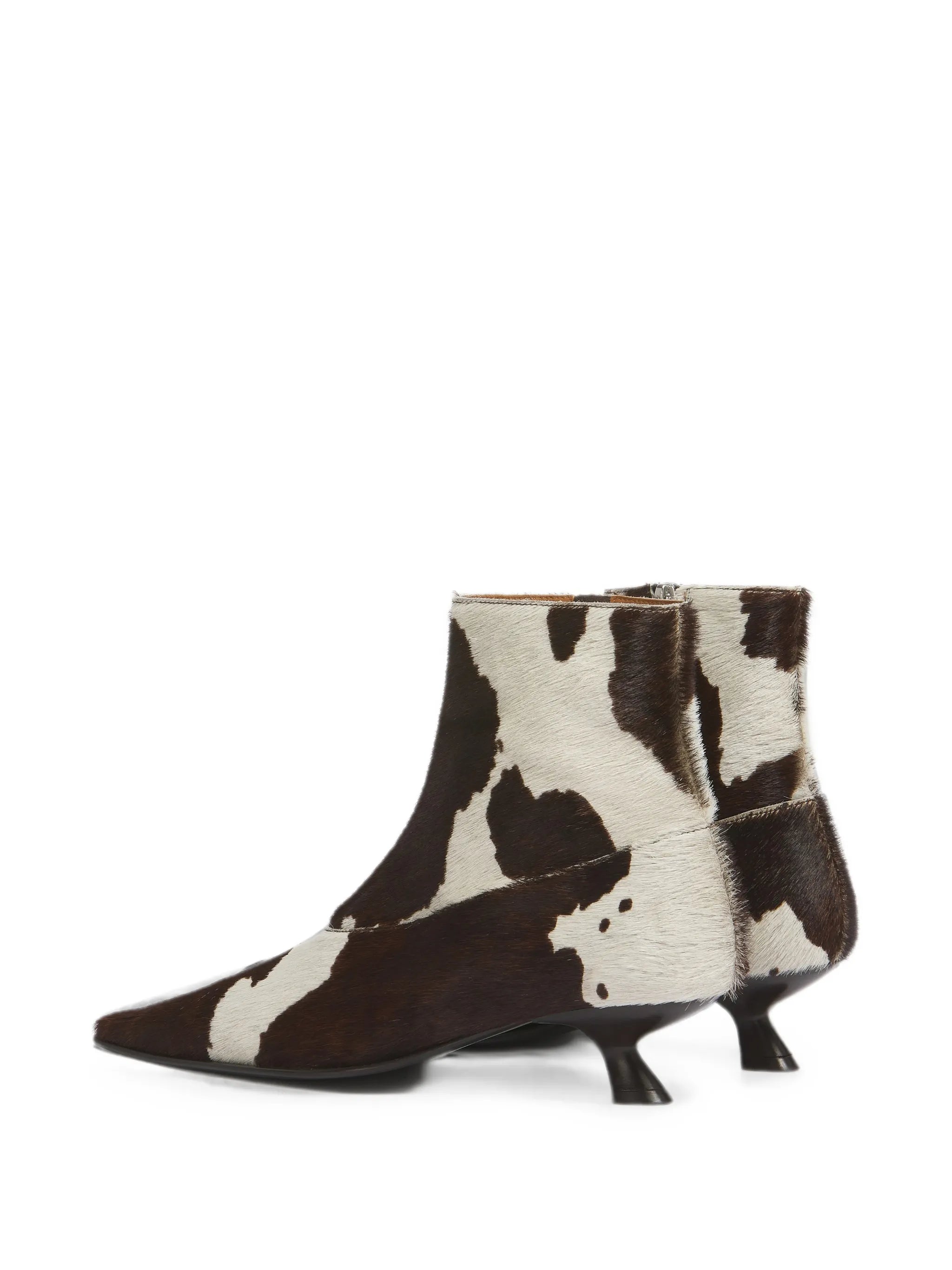 white and brown cow-print ponyhair Cindi boots