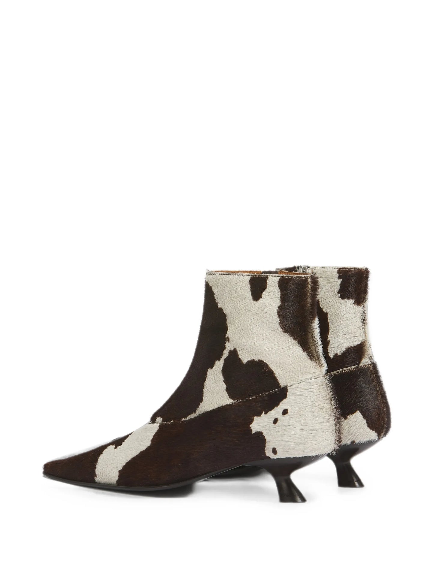 white and brown cow-print ponyhair Cindi boots