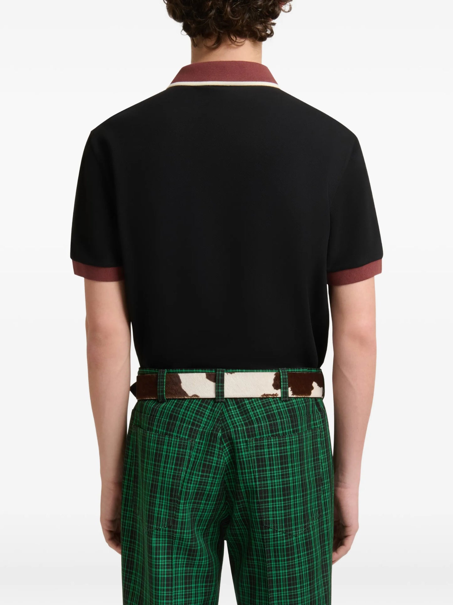 black piqué polo shirt with contrast trims