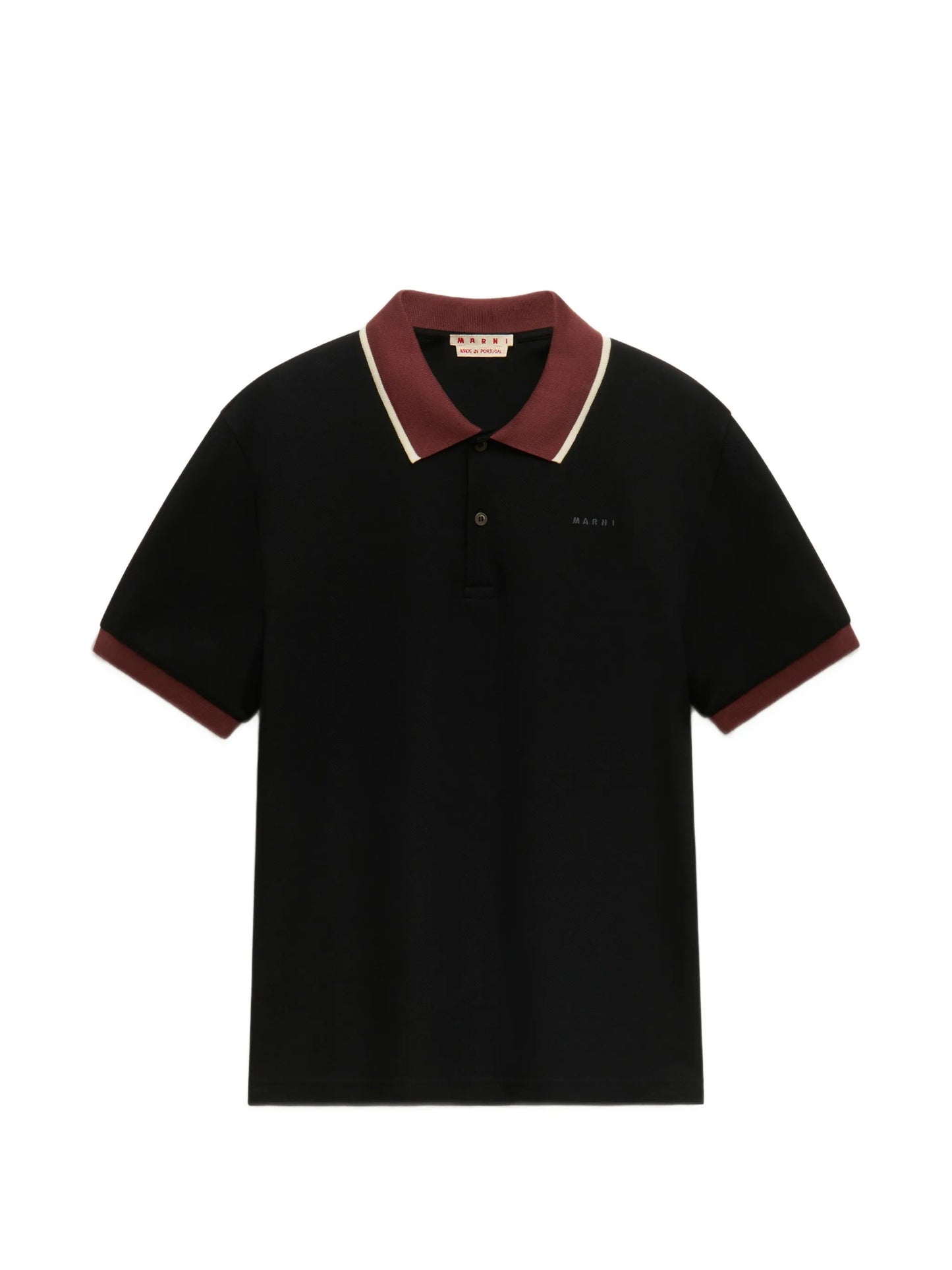 black piqué polo shirt with contrast trims