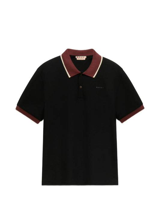black piqué polo shirt with contrast trims