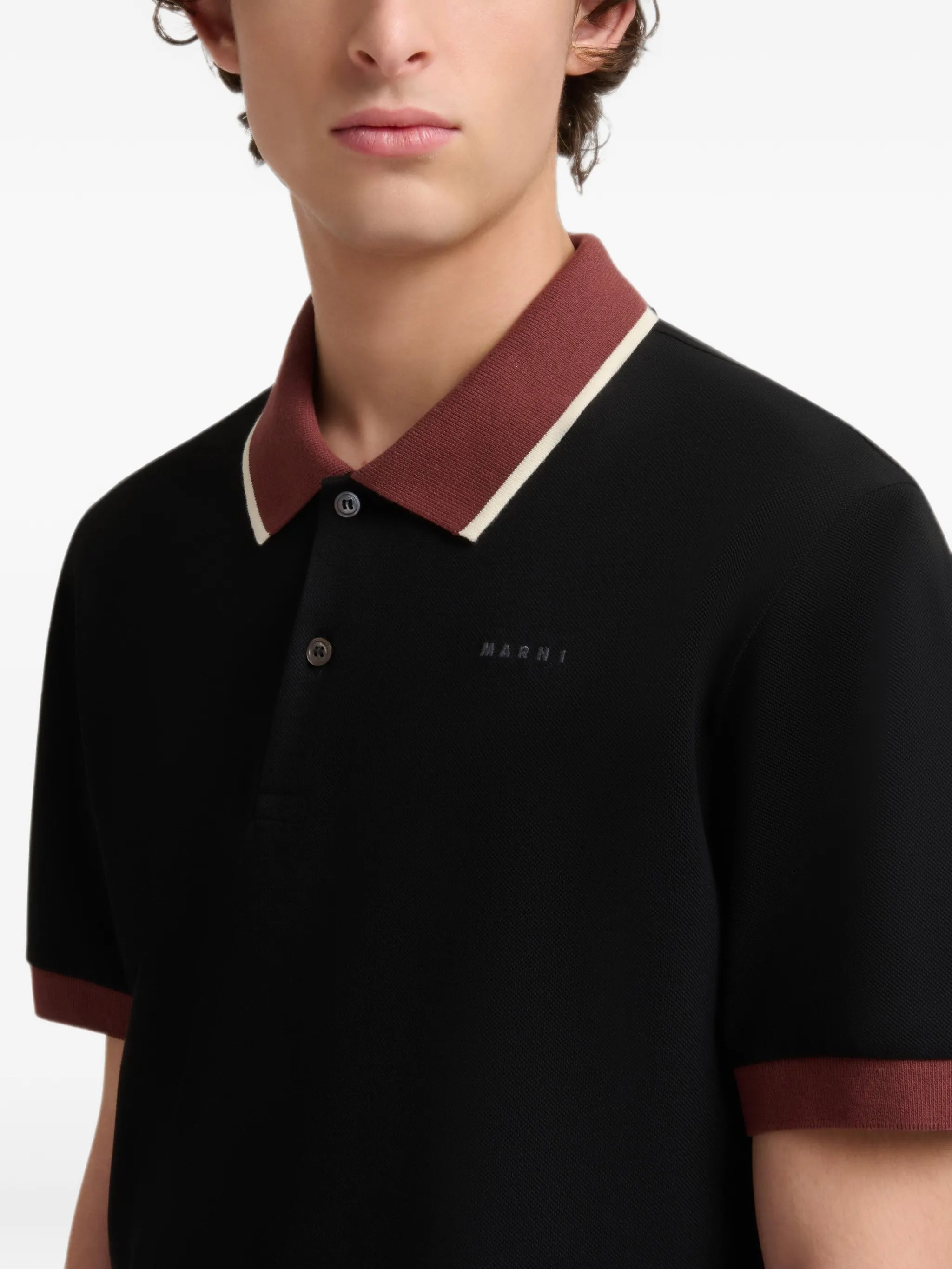 black piqué polo shirt with contrast trims