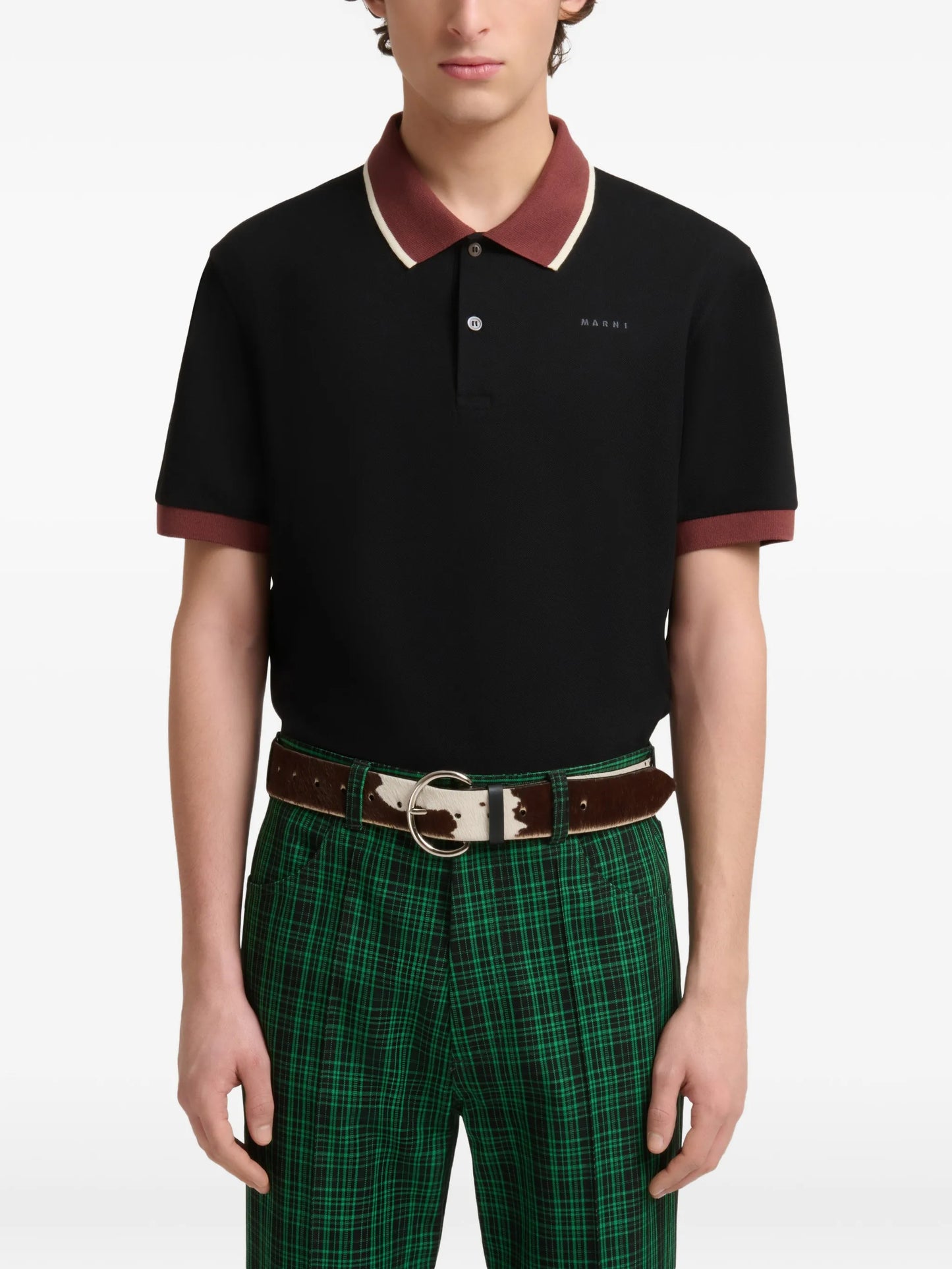 black piqué polo shirt with contrast trims