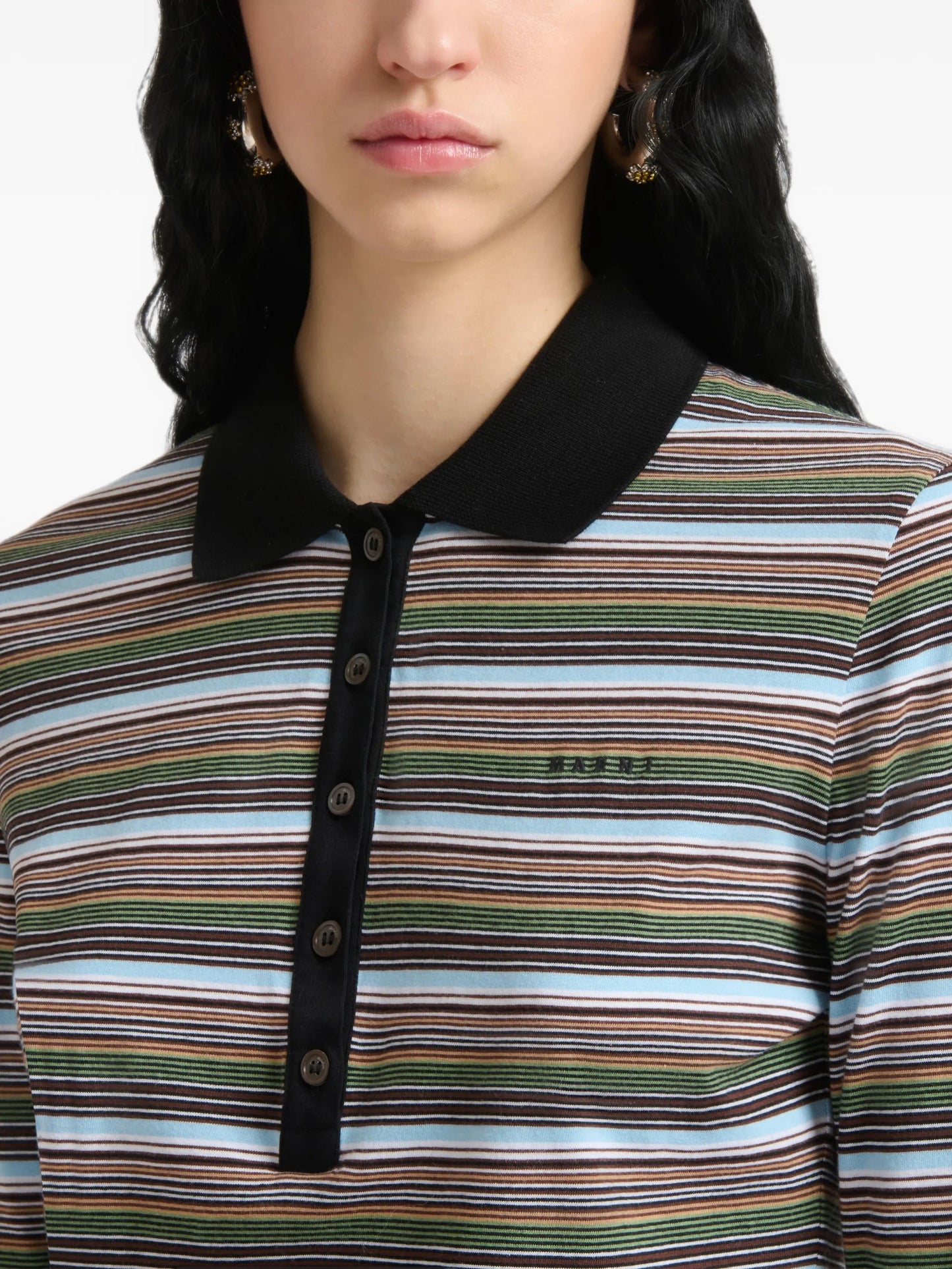 multicolour striped jersey polo shirt