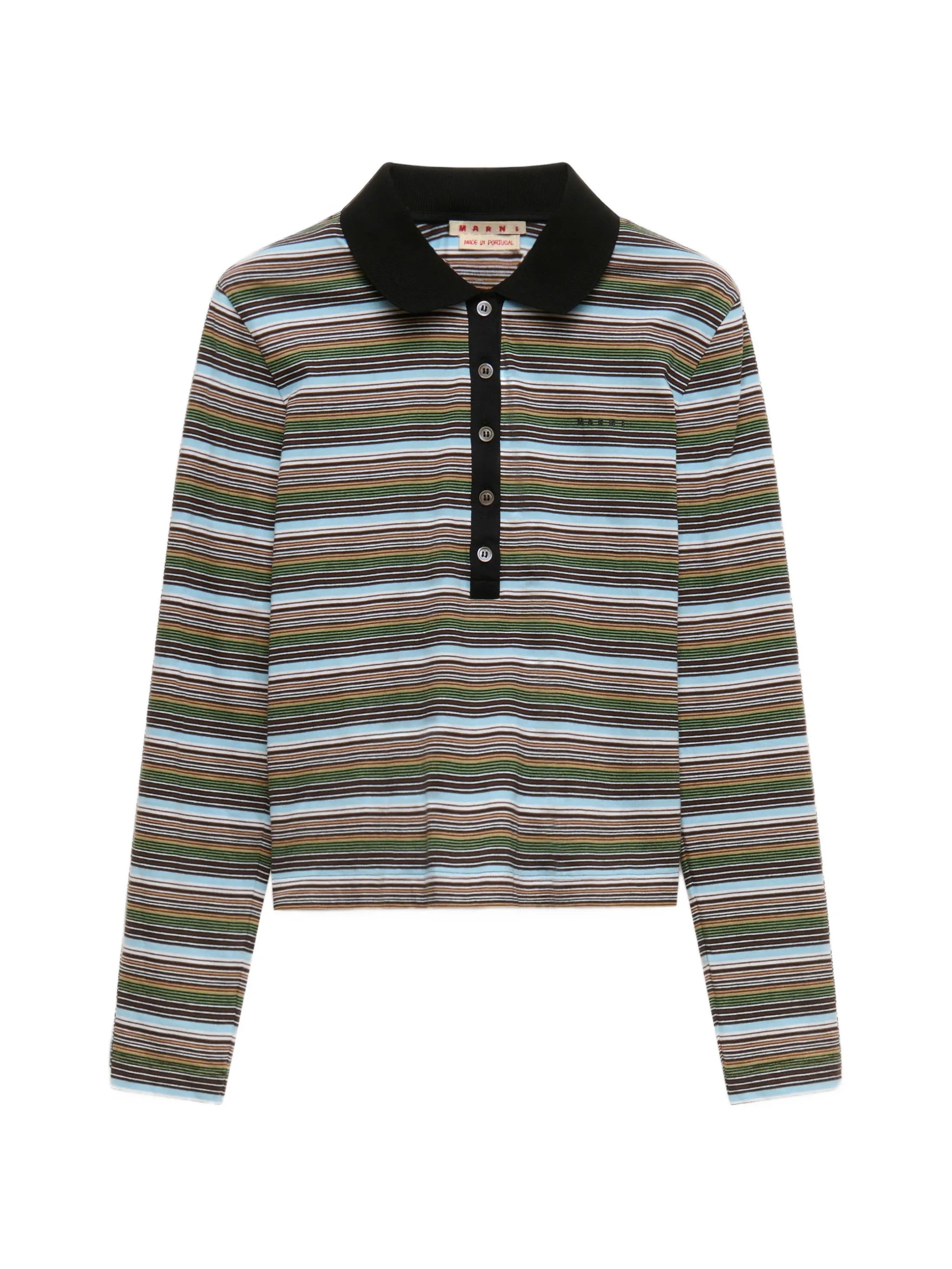 multicolour striped jersey polo shirt