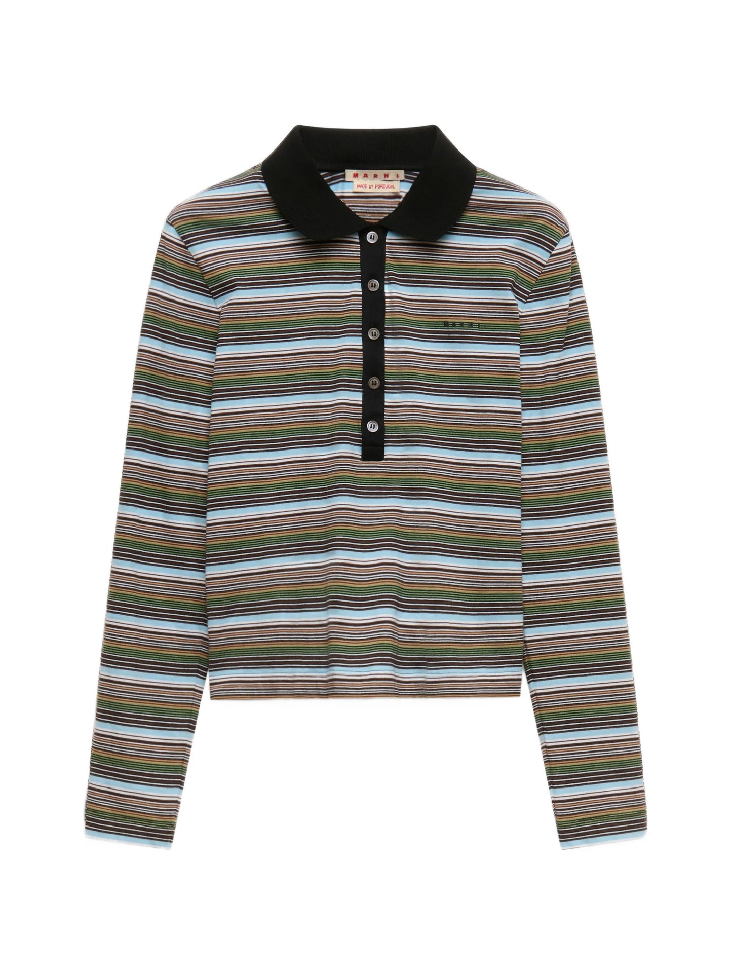 multicolour striped jersey polo shirt