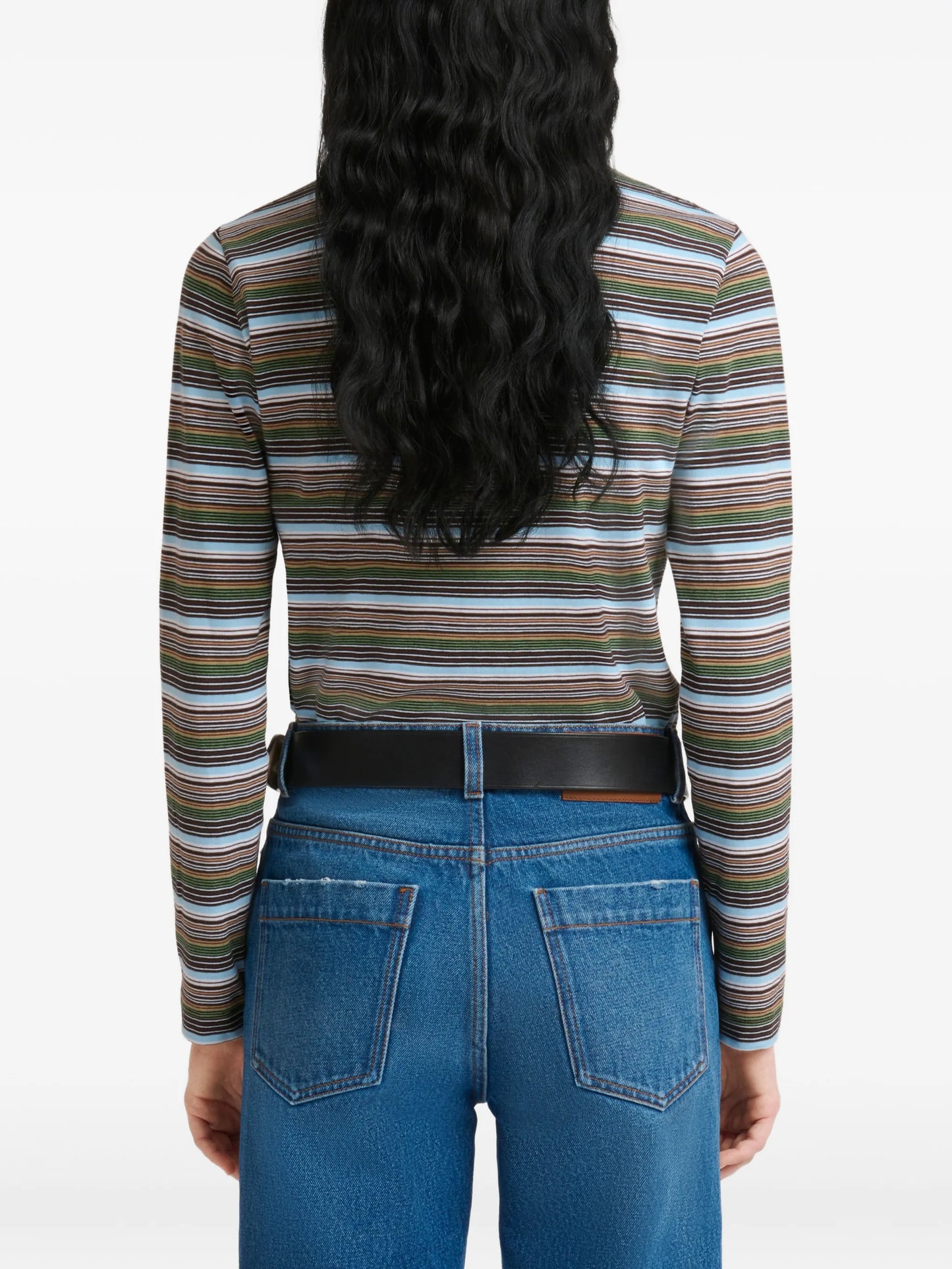 multicolour striped jersey polo shirt