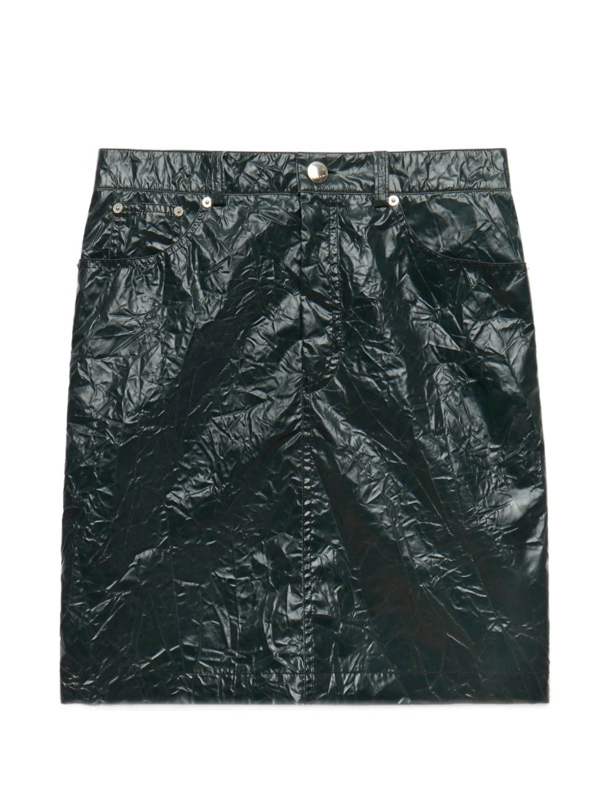 crinkled-texture five-pocket skirt