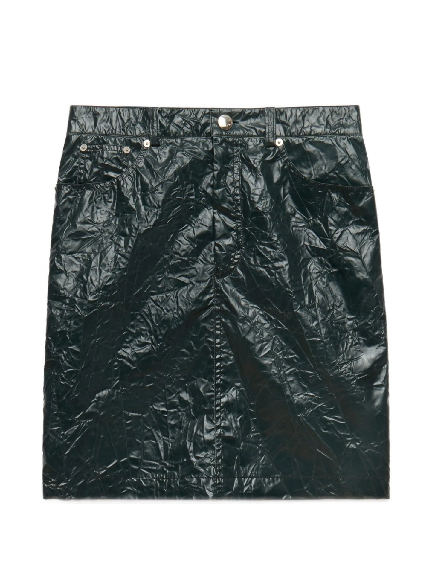 crinkled-texture five-pocket skirt