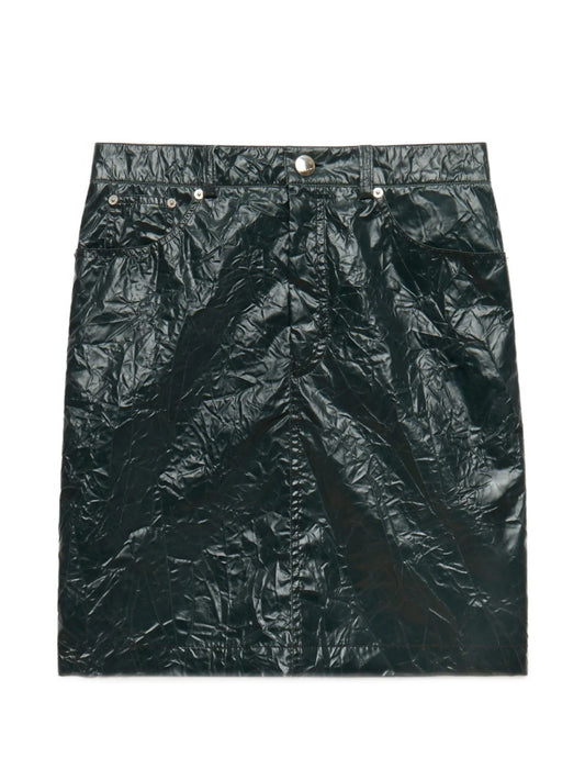 crinkled-texture five-pocket skirt