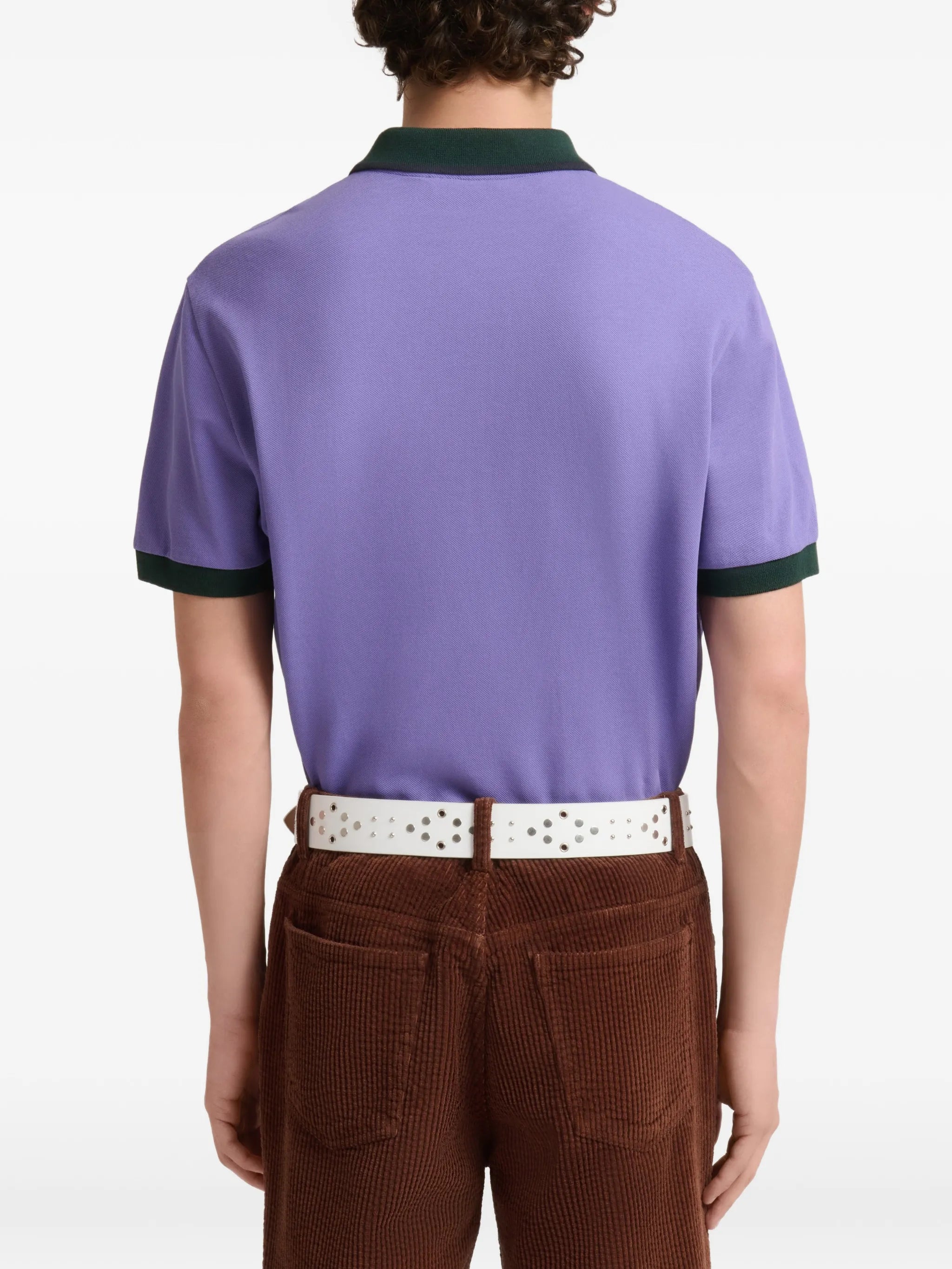 purple piqué polo shirt with contrast trims