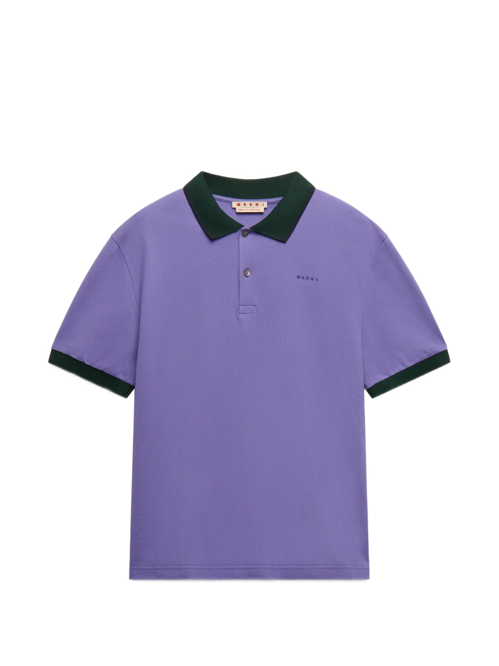 purple piqué polo shirt with contrast trims