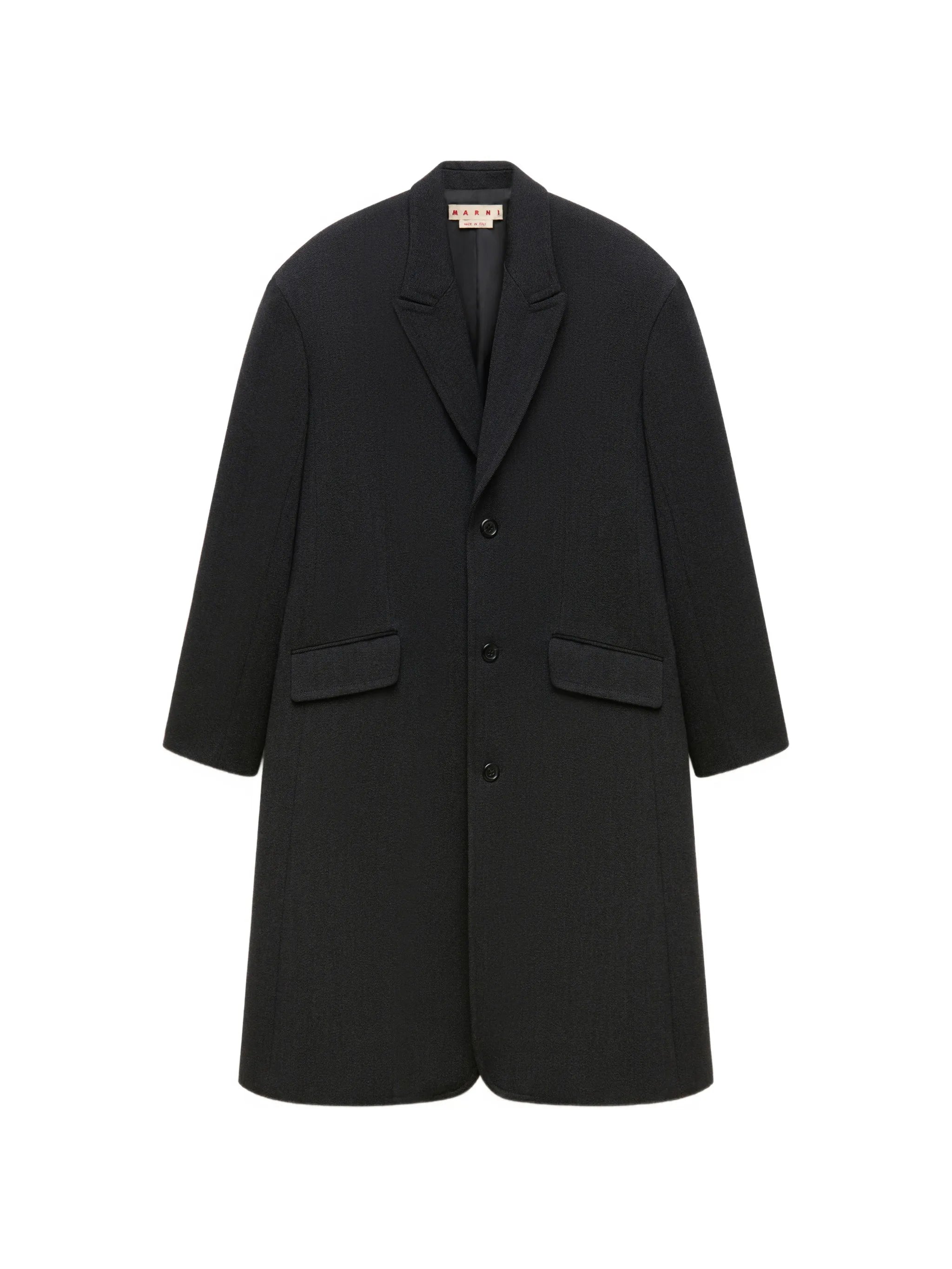 deep-grey tweed oversized coat