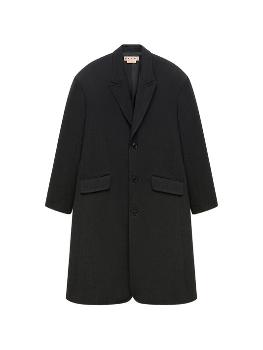 deep-grey tweed oversized coat