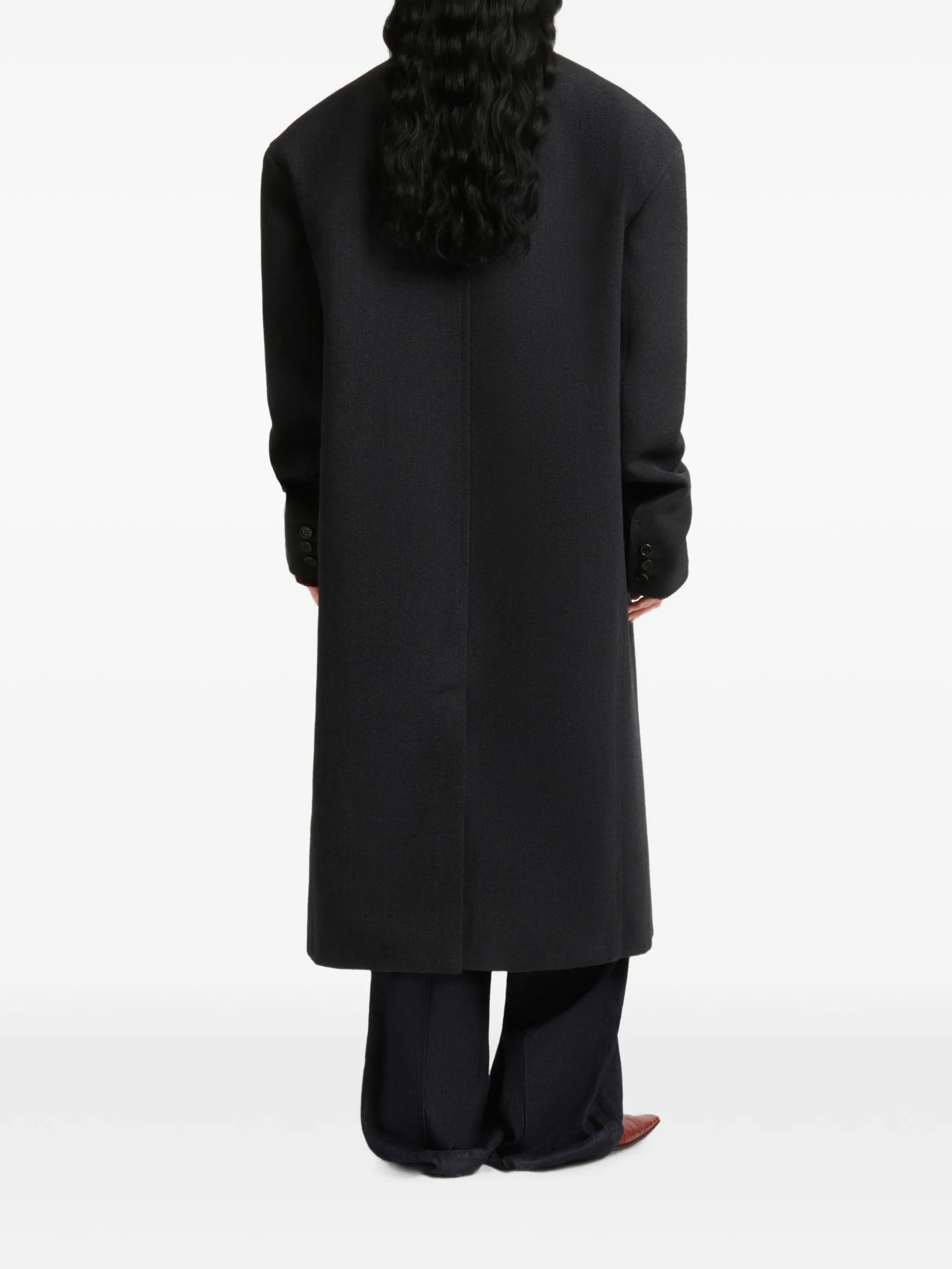 deep-grey tweed oversized coat