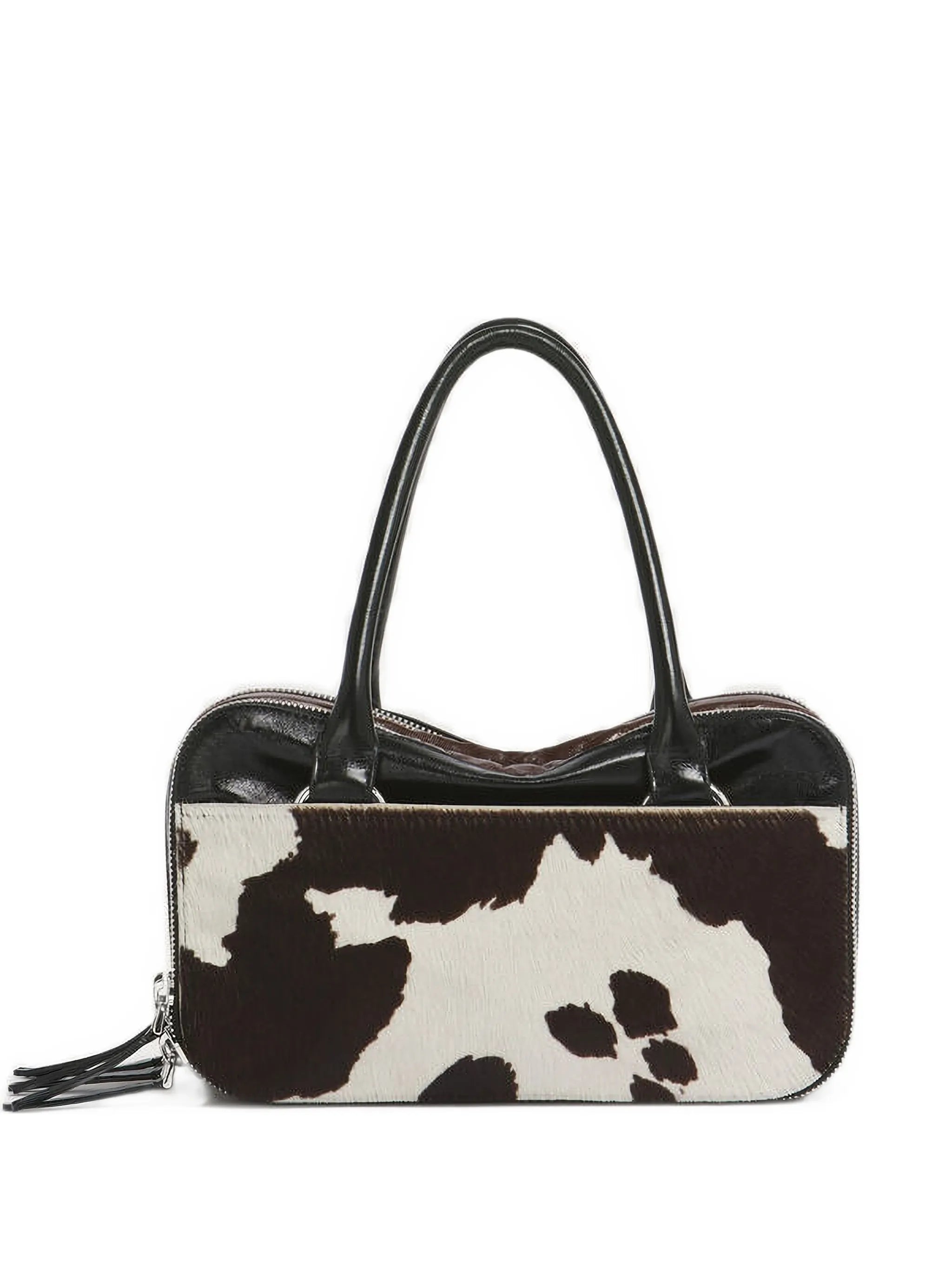 brown, black and cow-print leather small Boxyne bag