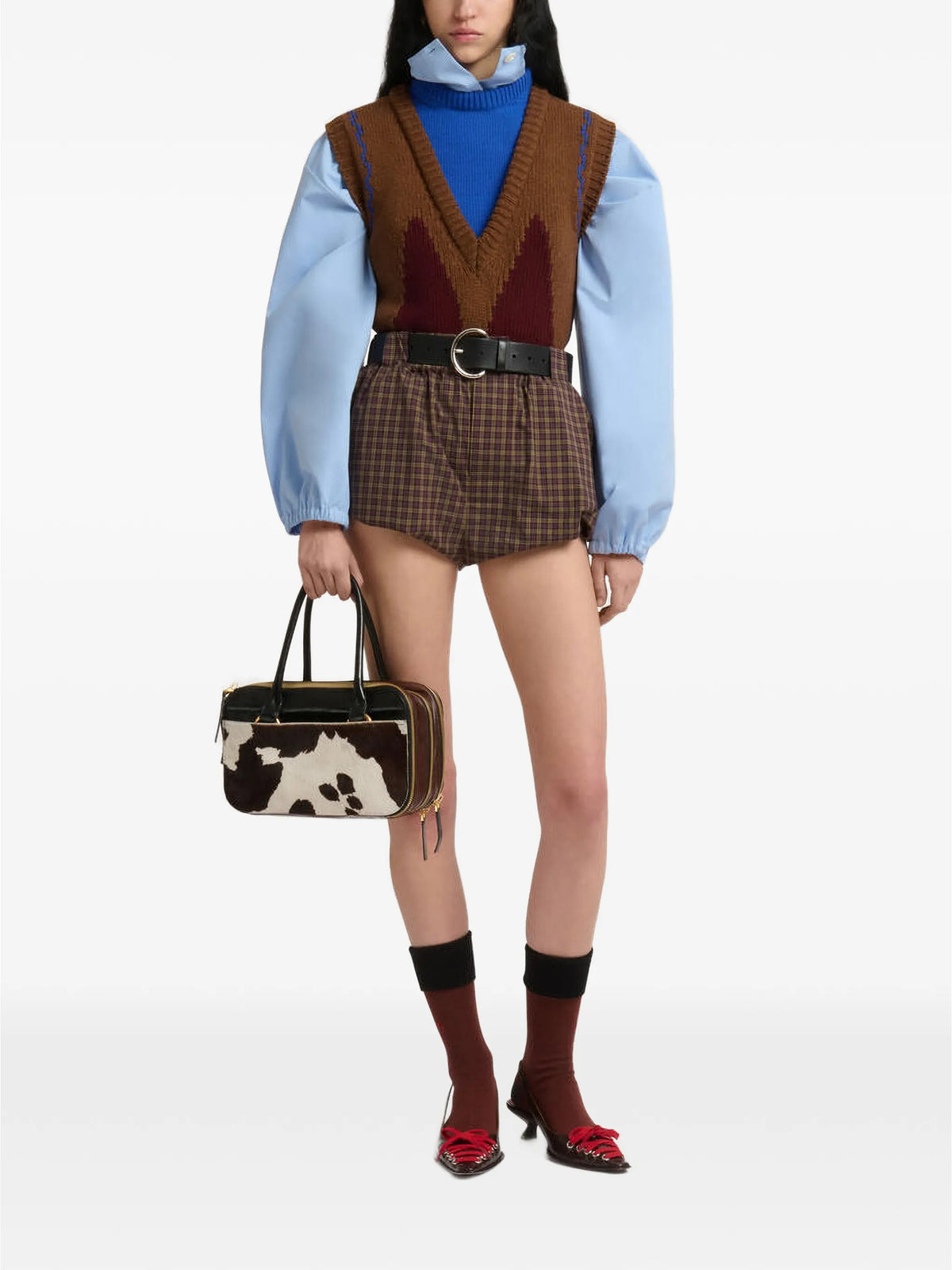 cow-print leather small Boxyne bag