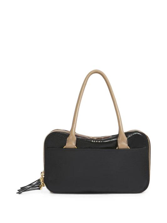 black, brown and taupe leather small Boxyne bag