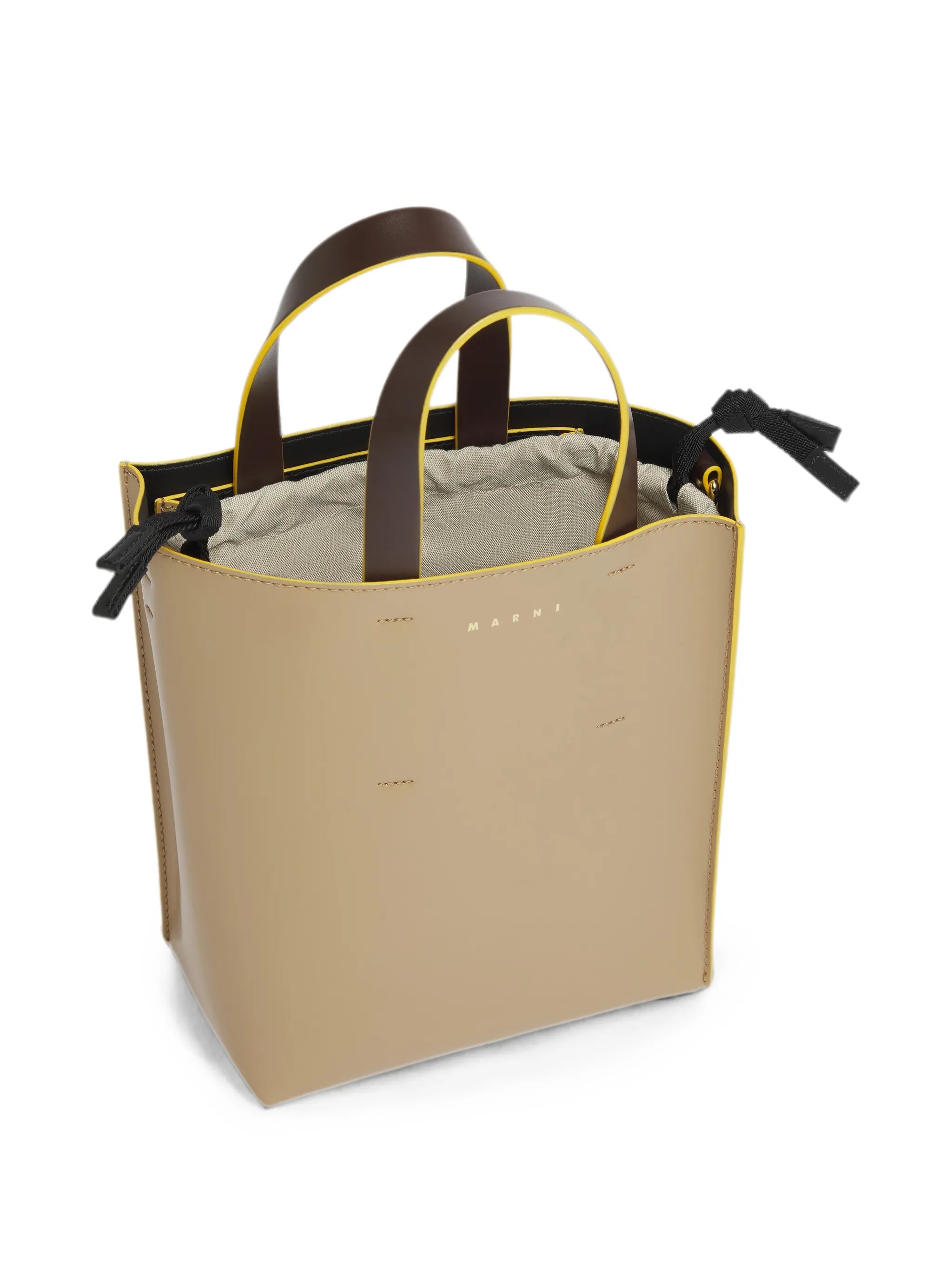 taupe, light blue & brown leather Museo mini bag