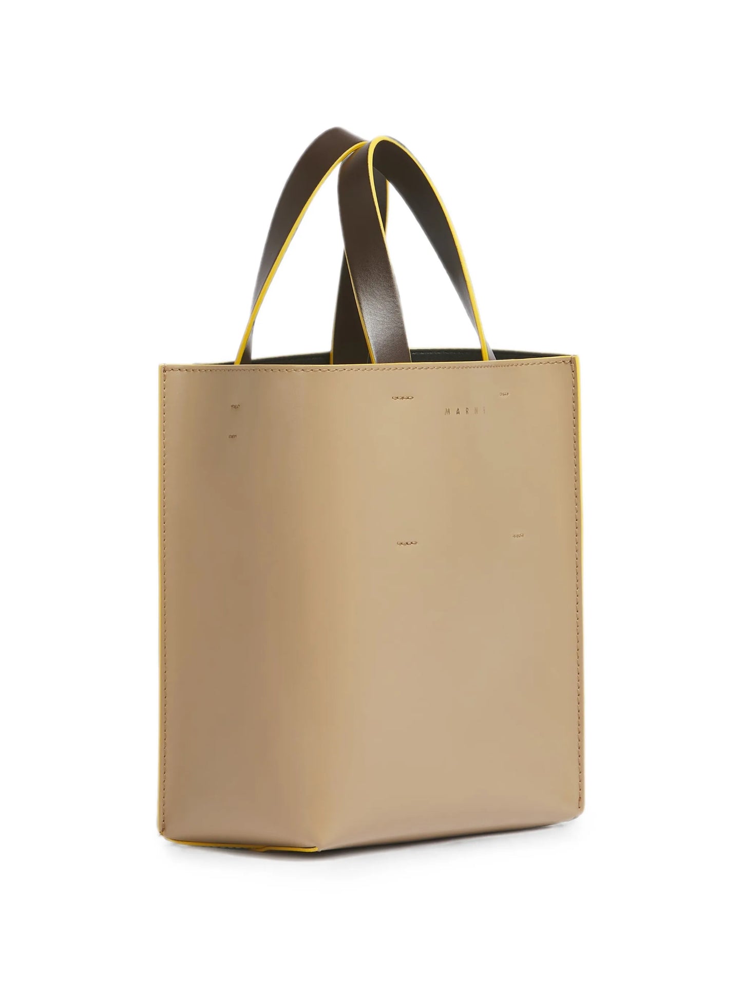 taupe, light blue & brown leather Museo mini bag