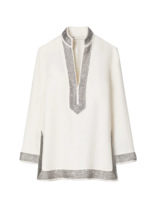 embellished linen tunic
