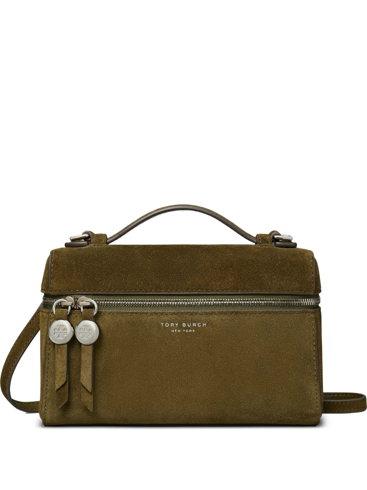 Romy suede slim top handle bag