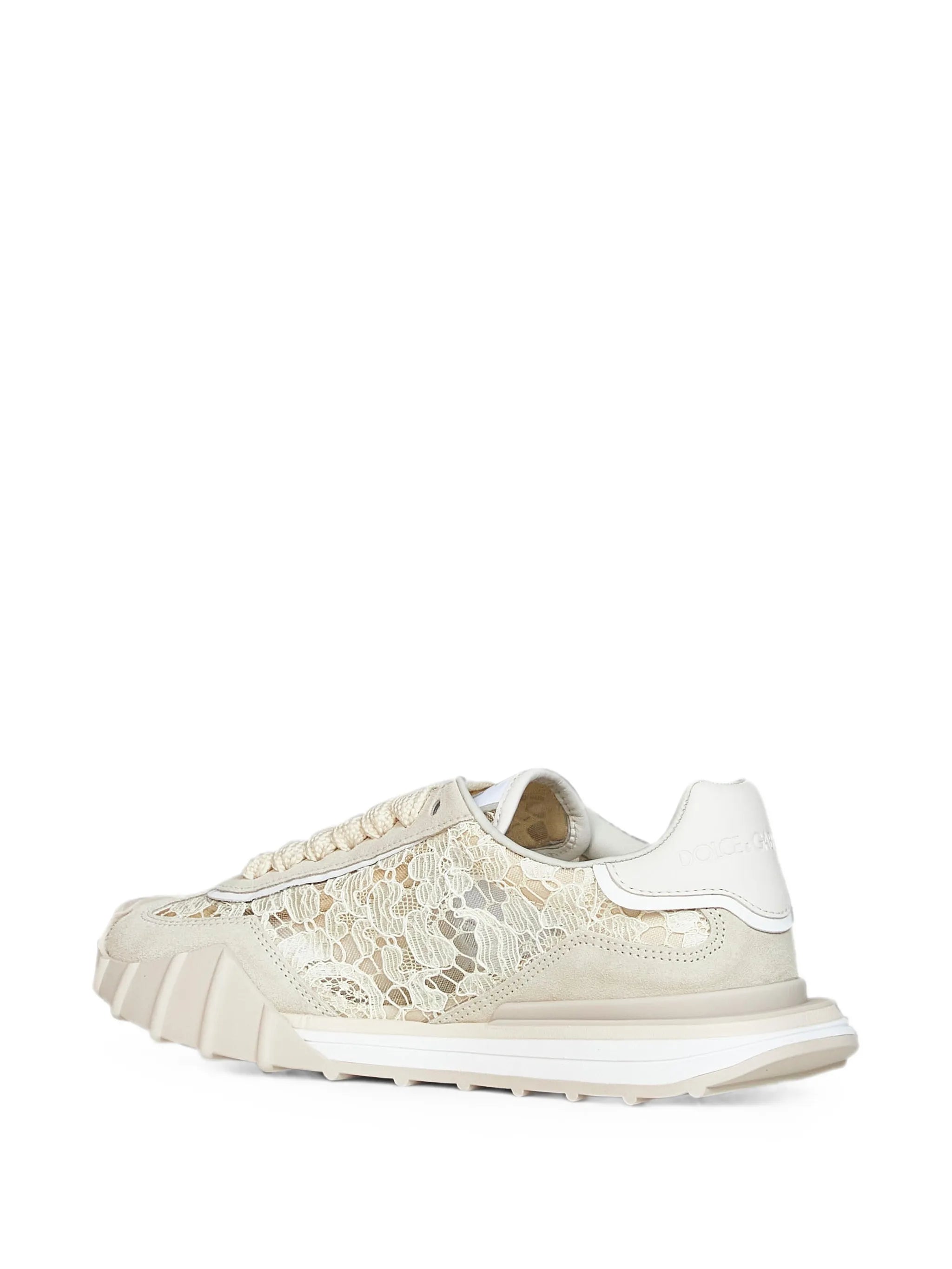 lace-panelled suede sneakers
