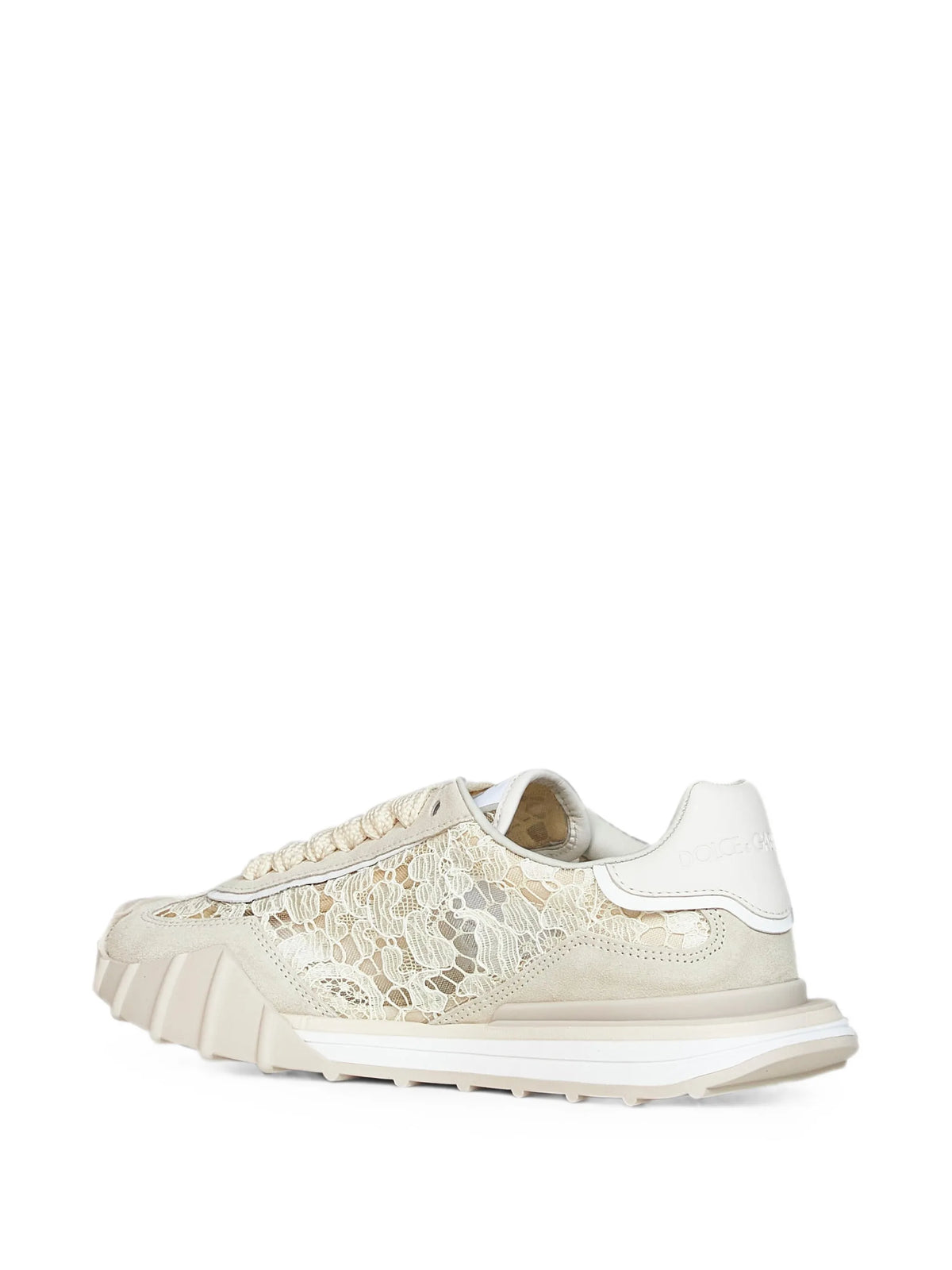 lace-panelled suede sneakers