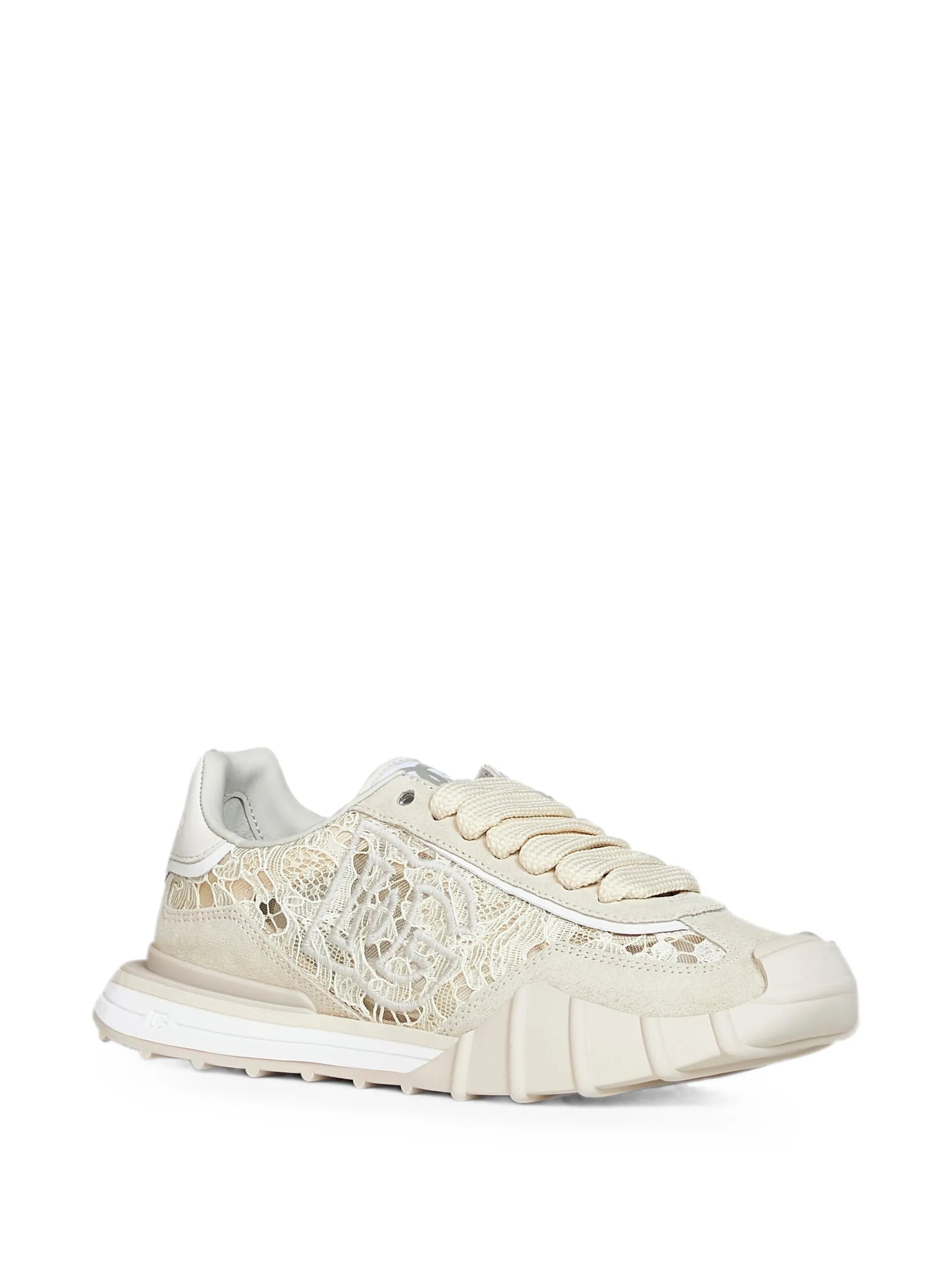 lace-panelled suede sneakers