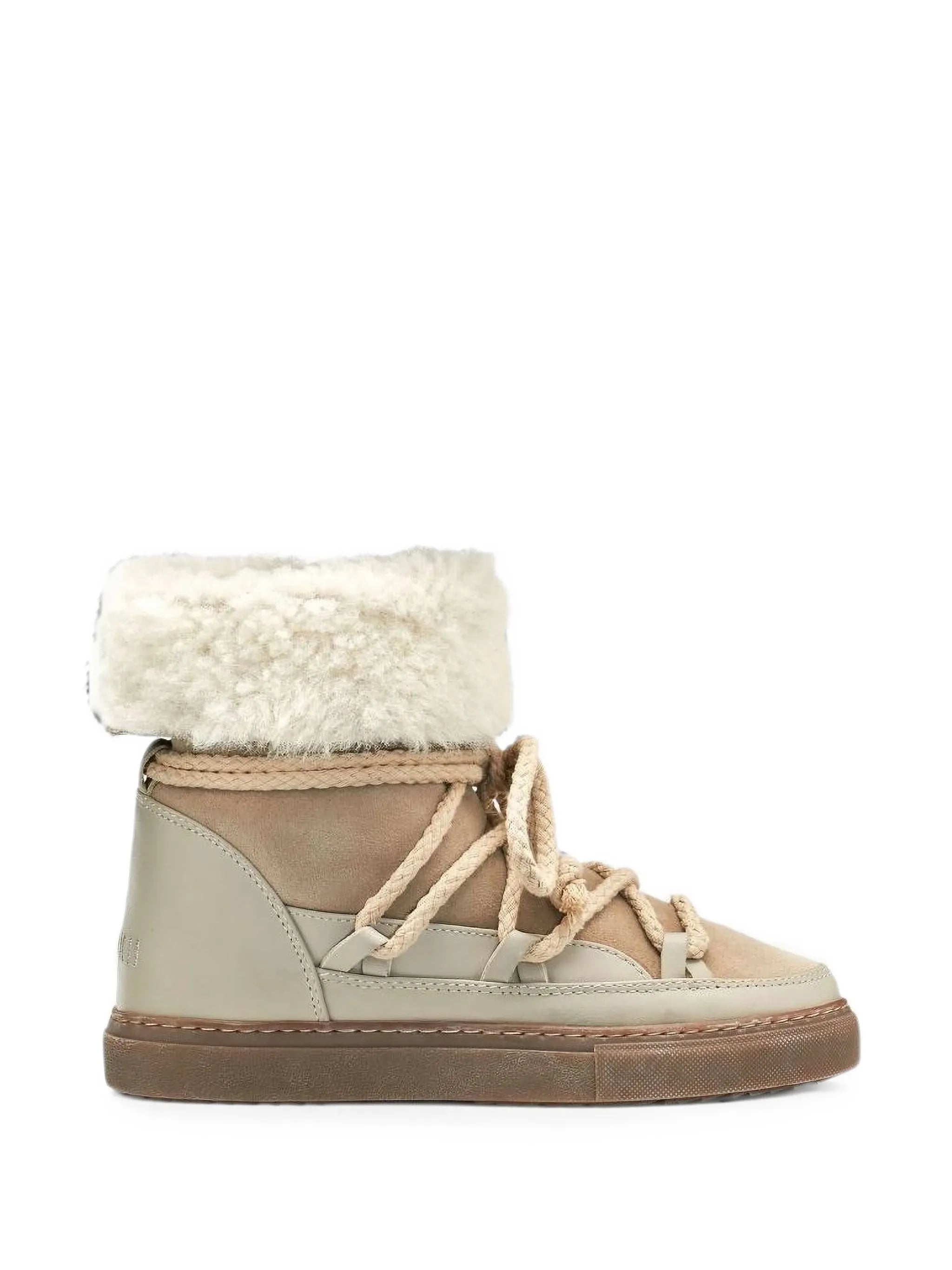shearling-trim lace-up boots
